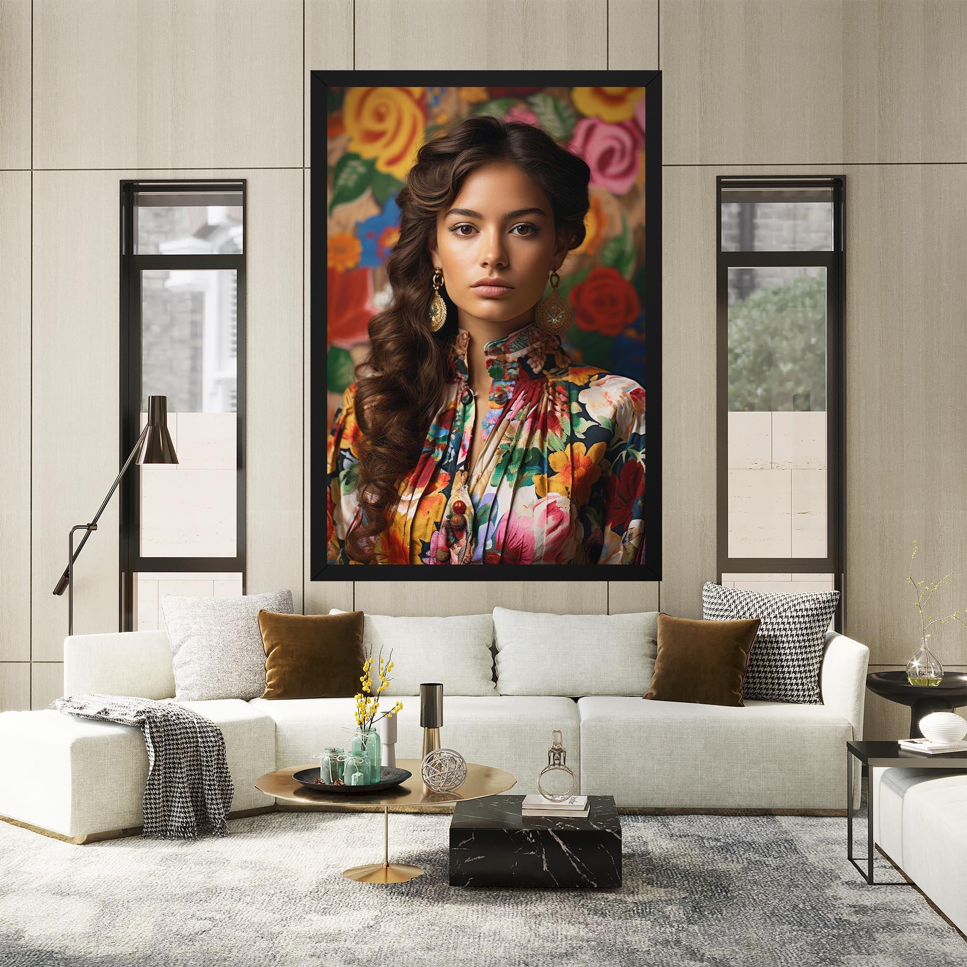 Tablou Canvas Floral Dress Long Hair mockup 2