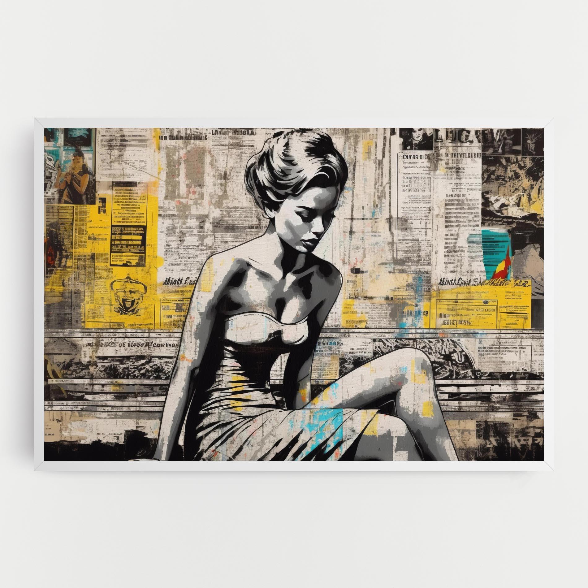 Tablou Canvas Newspaper Painting Girl mockup 0