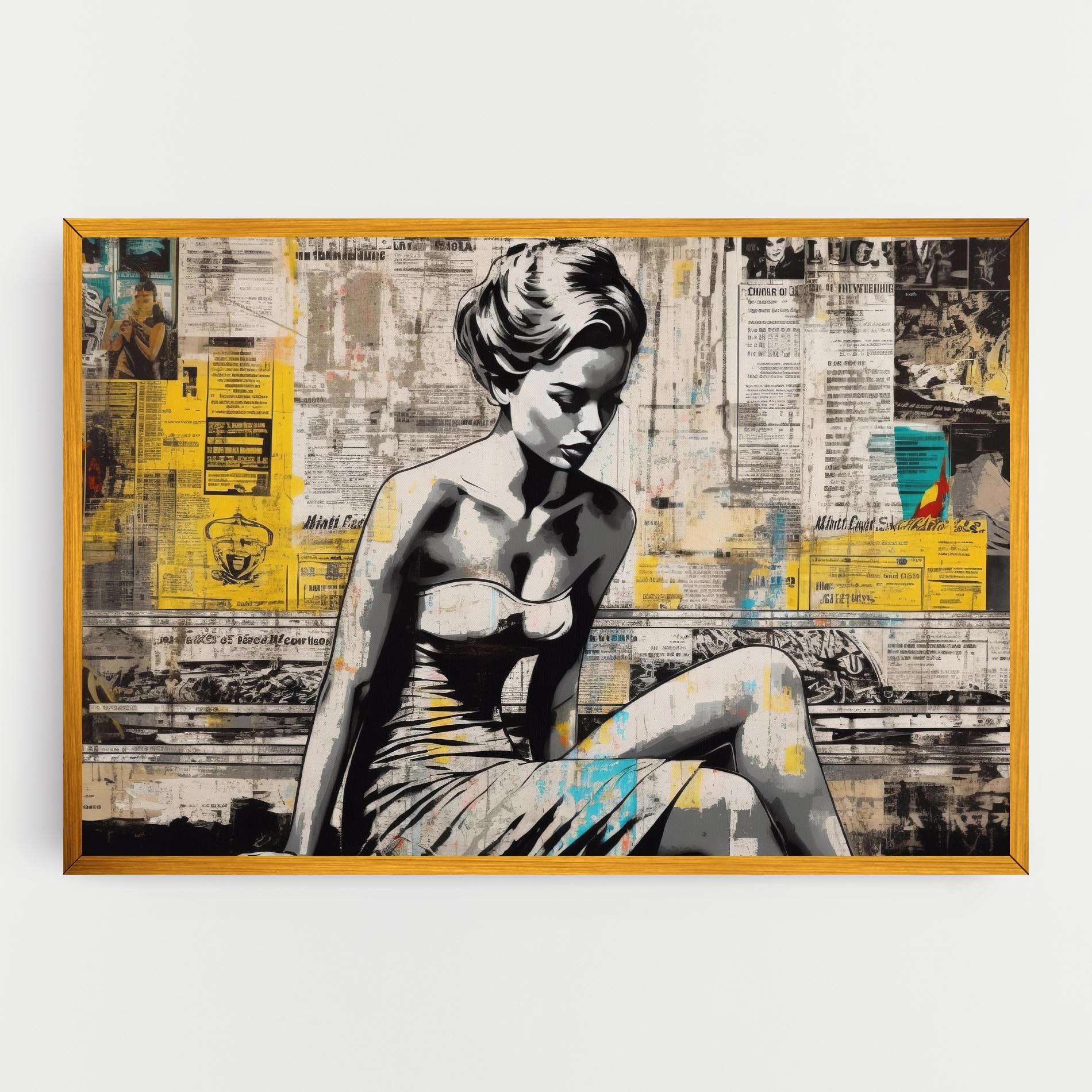 Tablou Canvas Newspaper Painting Girl mockup 0