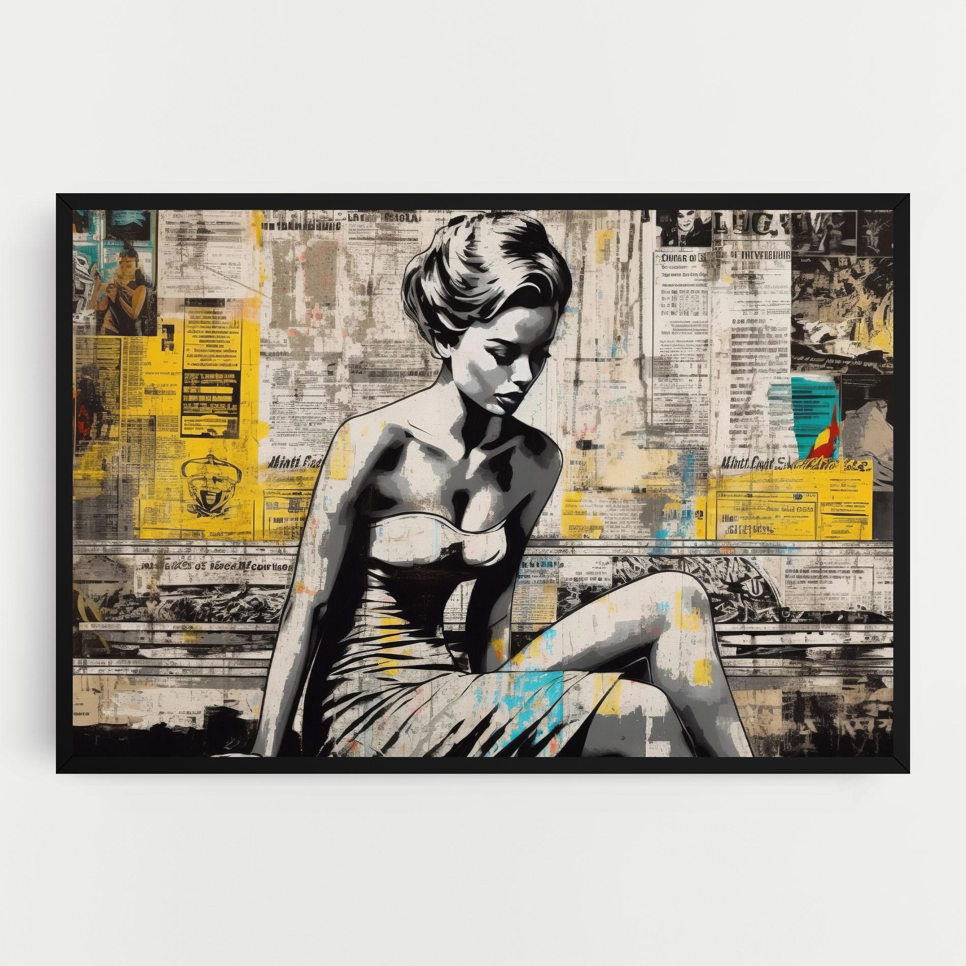 Tablou Canvas Newspaper Painting Girl mockup 0