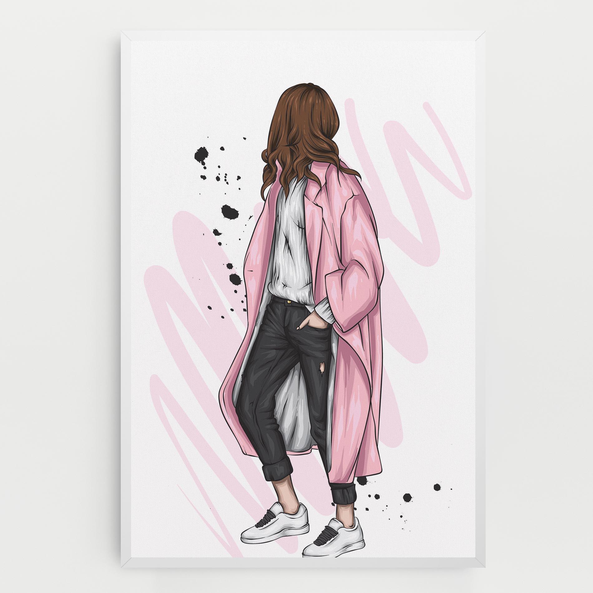 Tablou Canvas Pink Coat Woman mockup 0