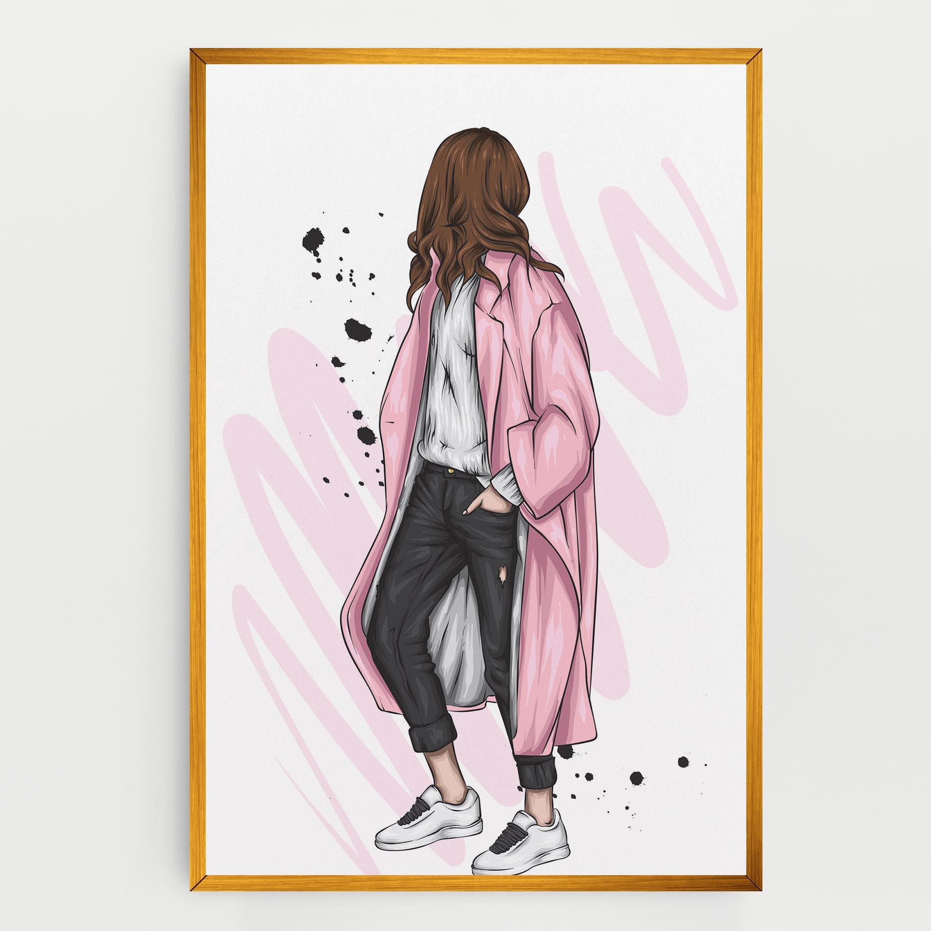Tablou Canvas Pink Coat Woman mockup 0
