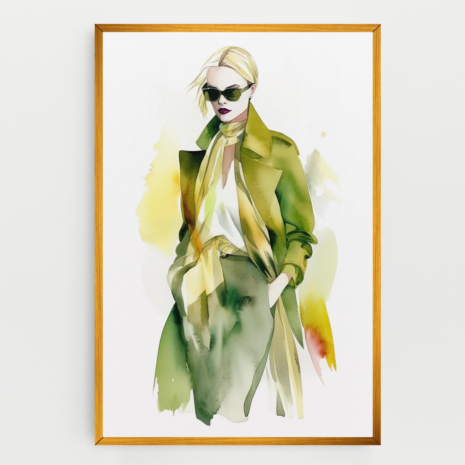 Tablou Canvas Woman Green Fashion mockup 0