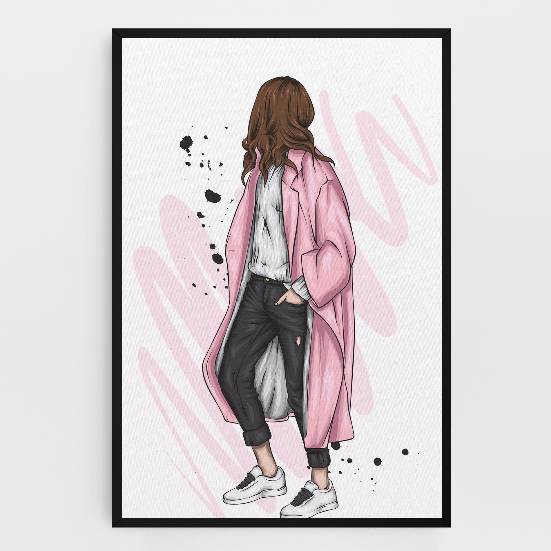 Tablou Canvas Pink Coat Woman mockup 0