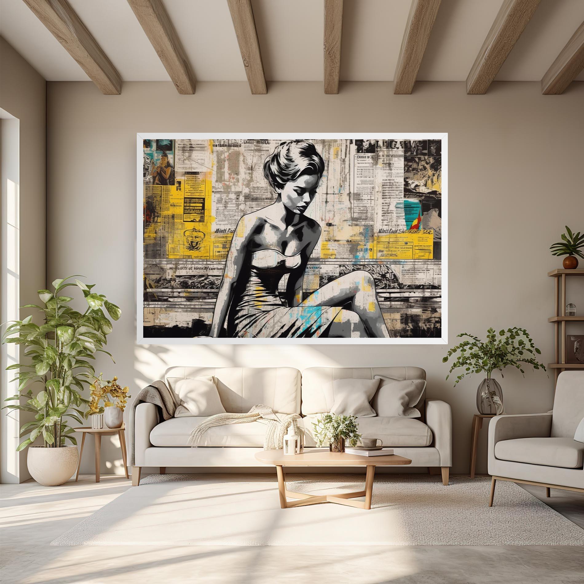 Tablou Canvas Newspaper Painting Girl mockup 6