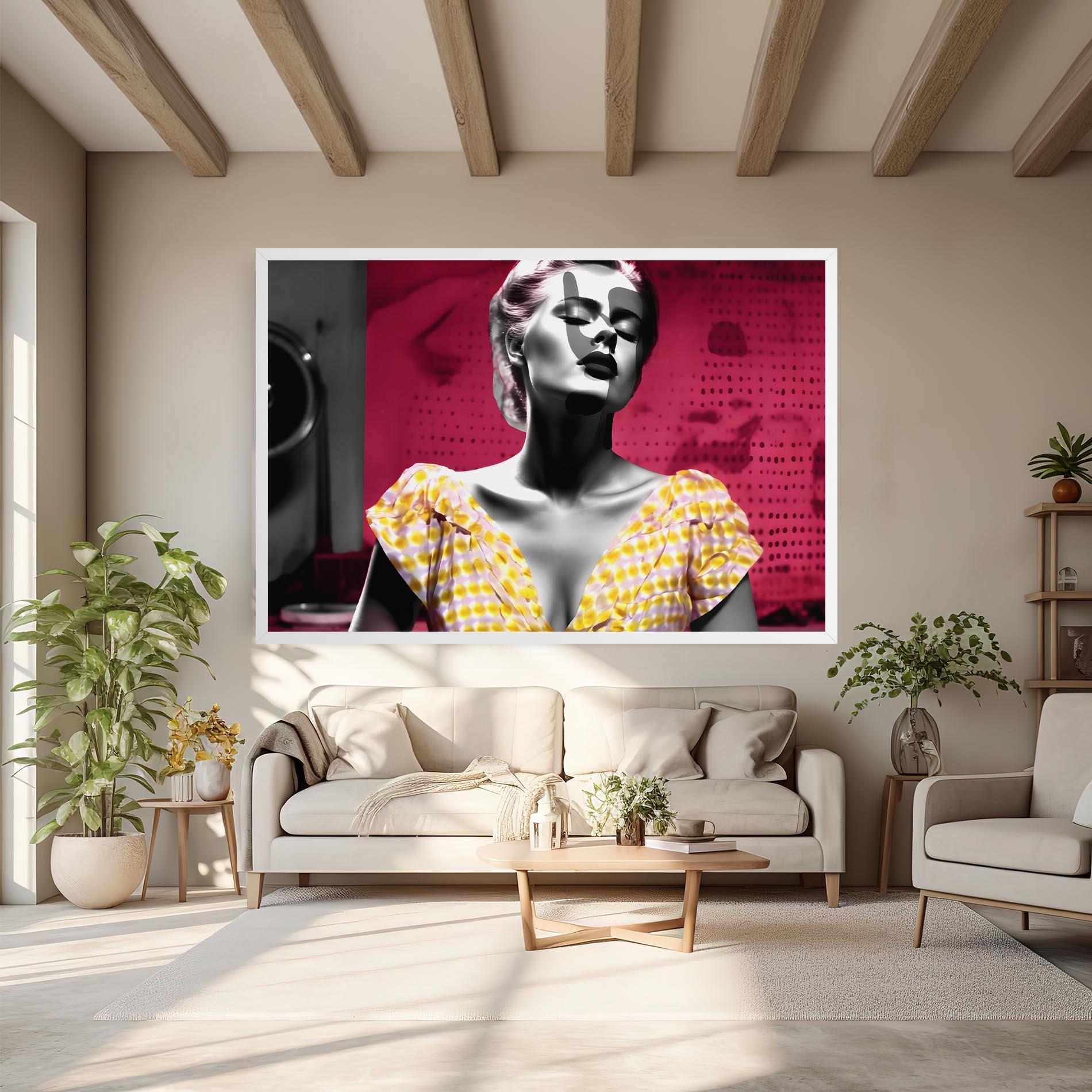 Tablou Canvas Yellow Dress On Pink mockup 6