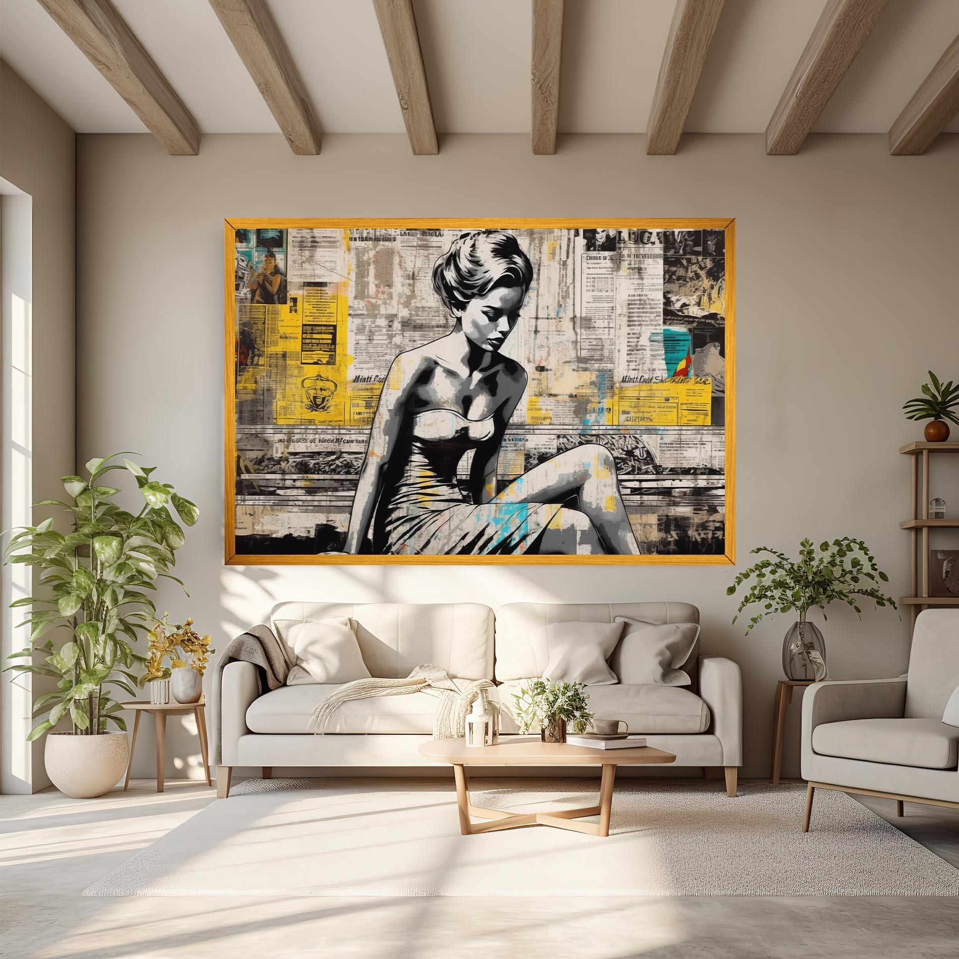 Tablou Canvas Newspaper Painting Girl mockup 6