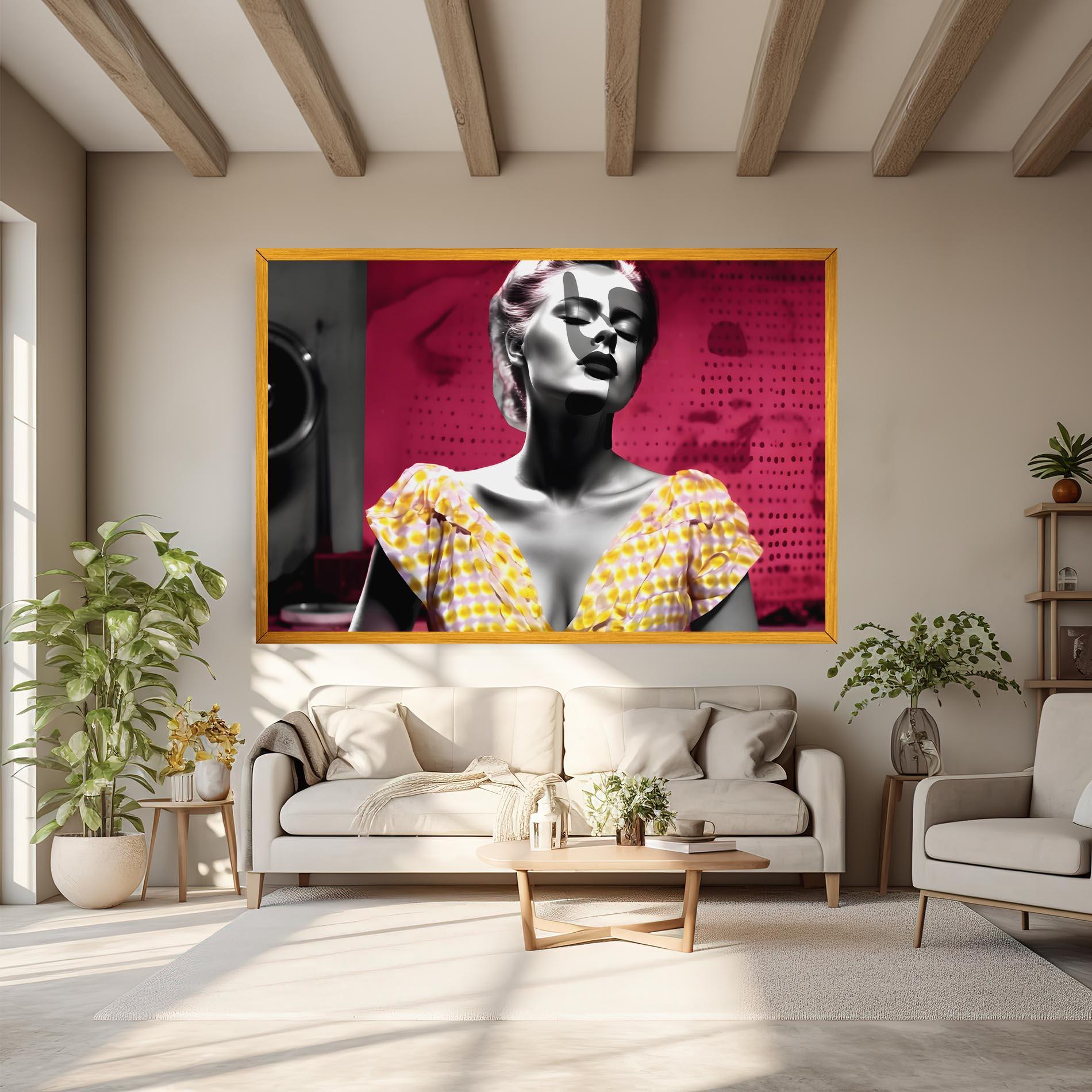 Tablou Canvas Yellow Dress On Pink mockup 6