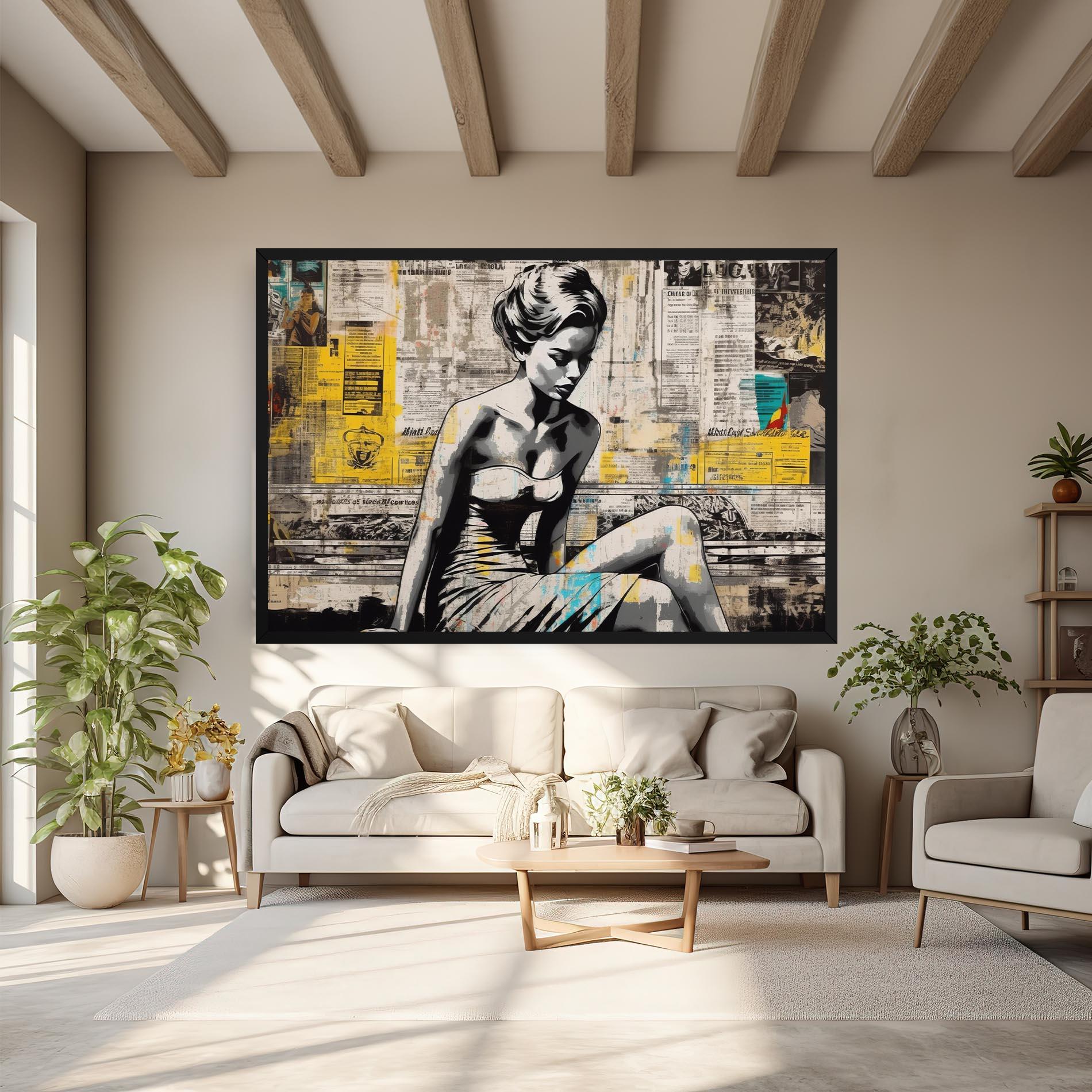 Tablou Canvas Newspaper Painting Girl mockup 6