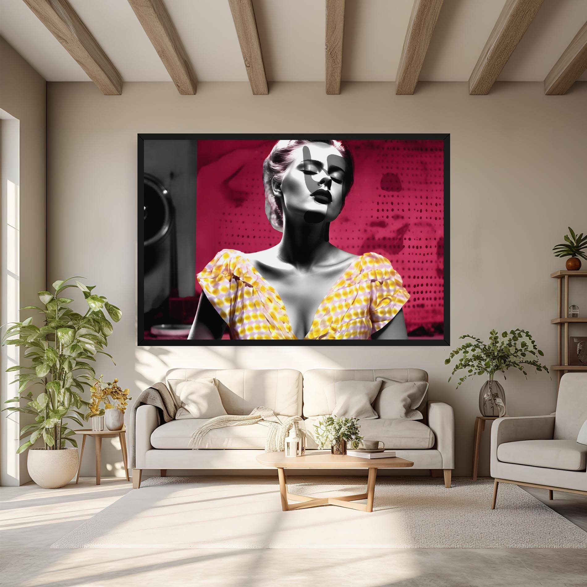 Tablou Canvas Yellow Dress On Pink mockup 6