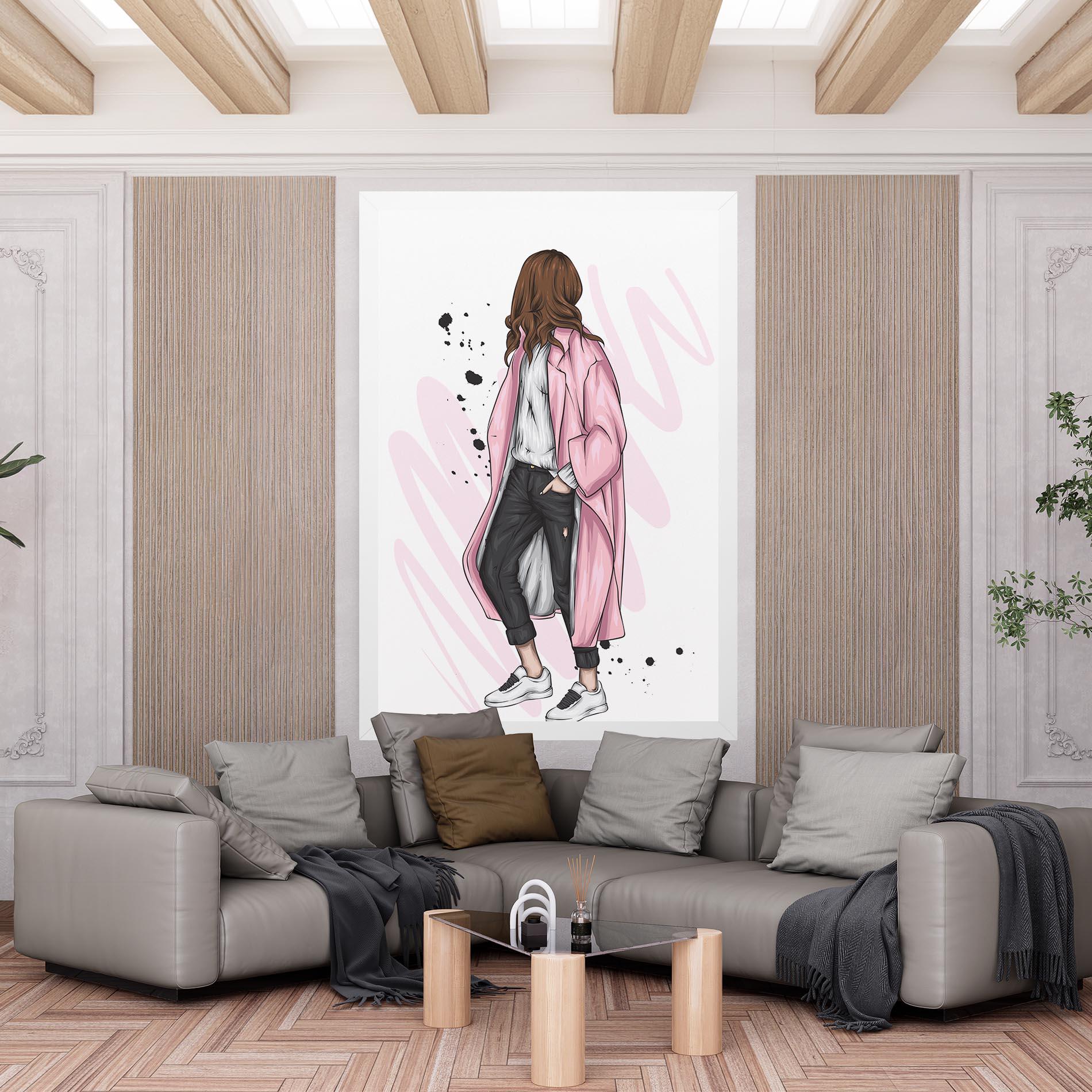 Tablou Canvas Pink Coat Woman mockup 6