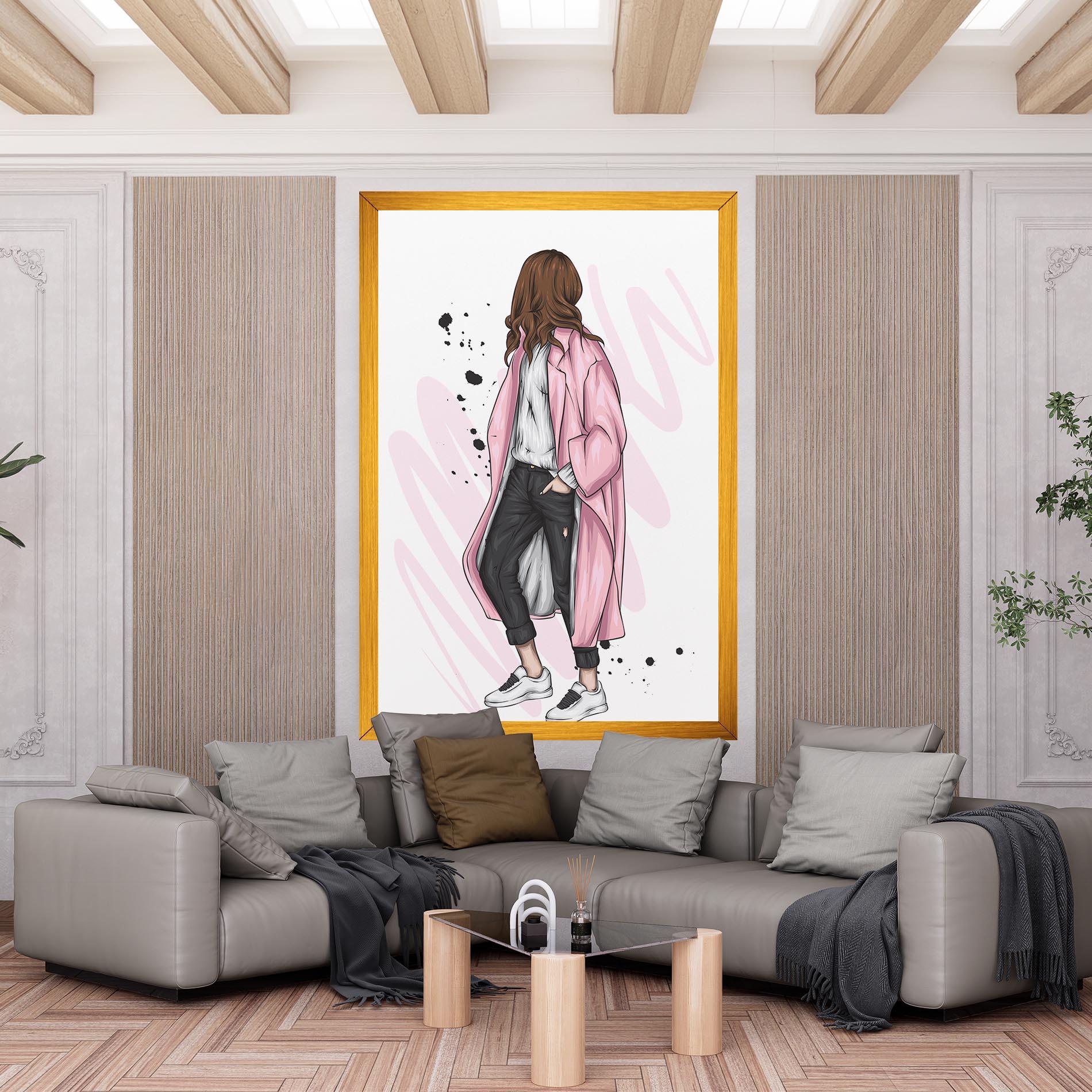 Tablou Canvas Pink Coat Woman mockup 6