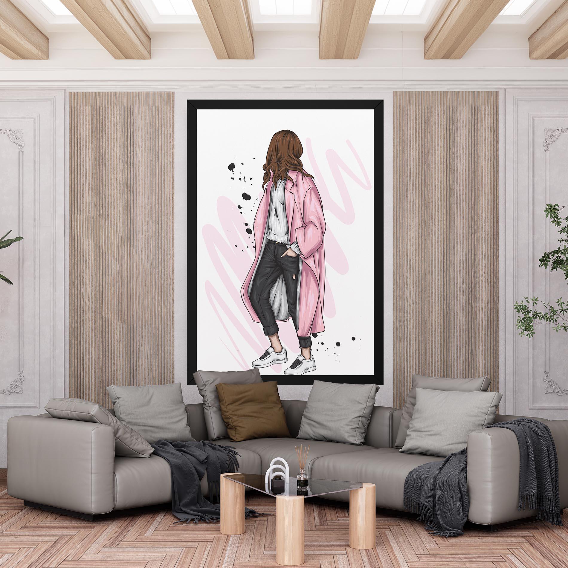 Tablou Canvas Pink Coat Woman mockup 6