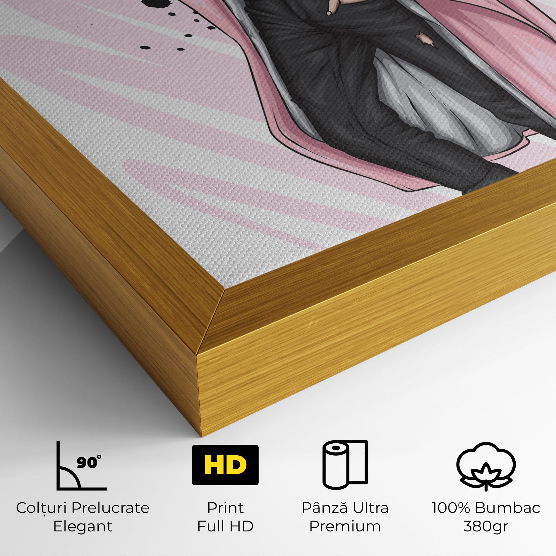 Tablou Canvas Pink Coat Woman mockup 4