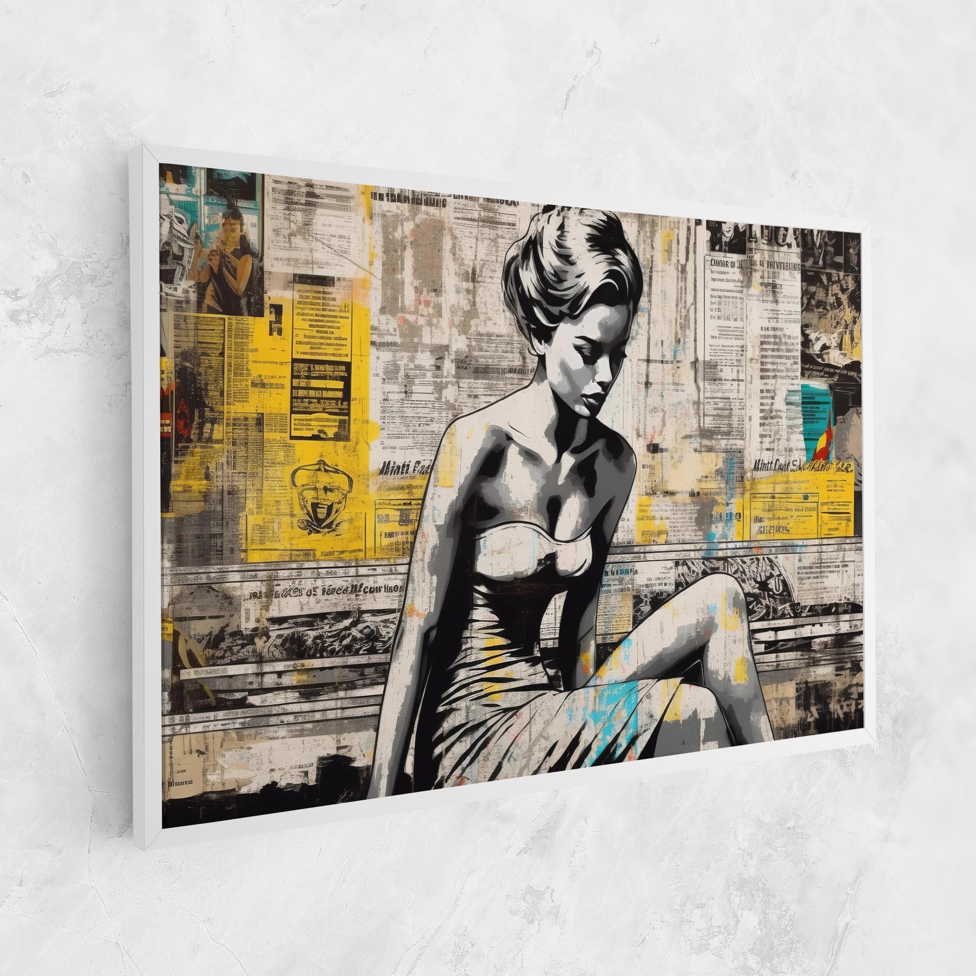 Tablou Canvas Newspaper Painting Girl mockup 1
