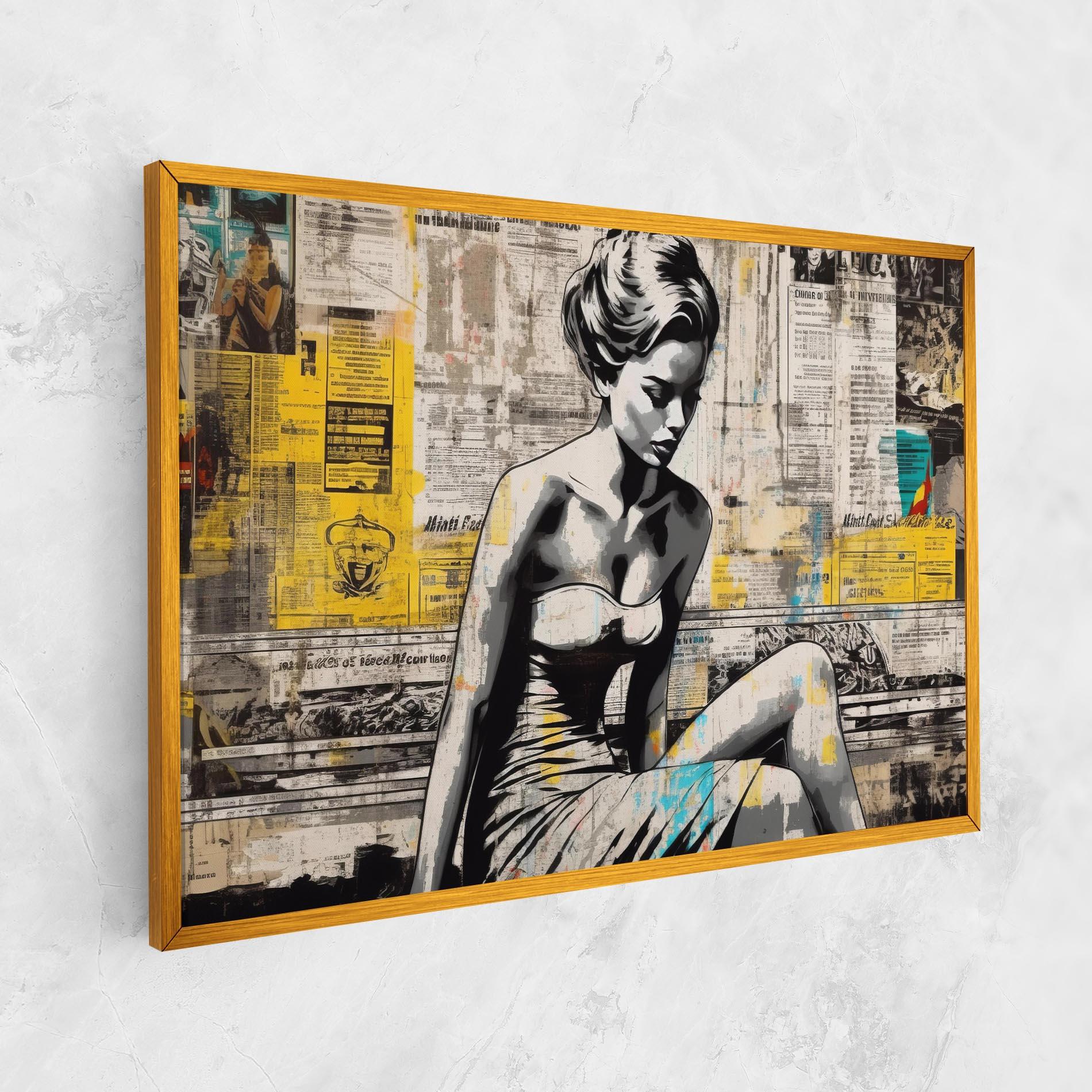 Tablou Canvas Newspaper Painting Girl mockup 1