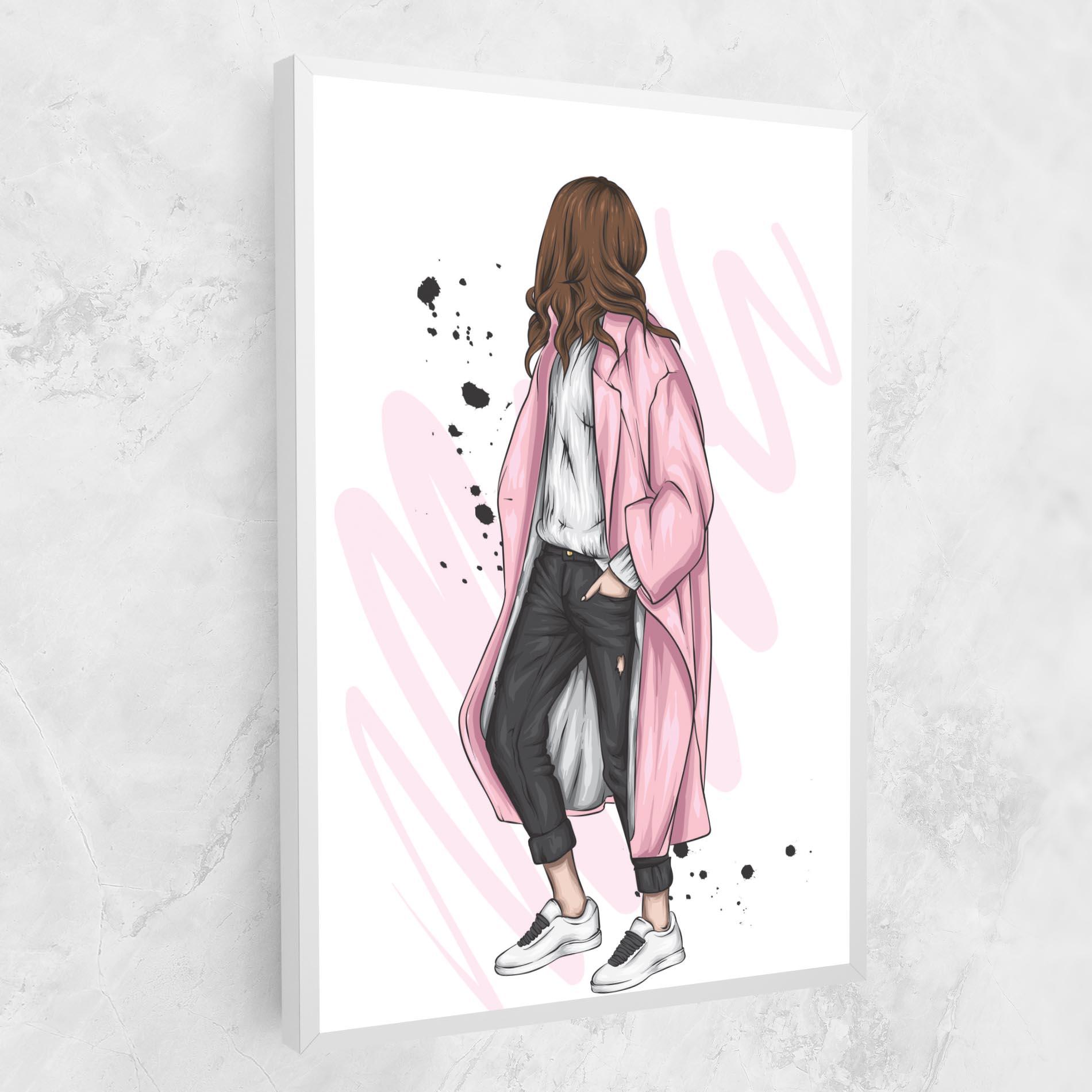 Tablou Canvas Pink Coat Woman mockup 1