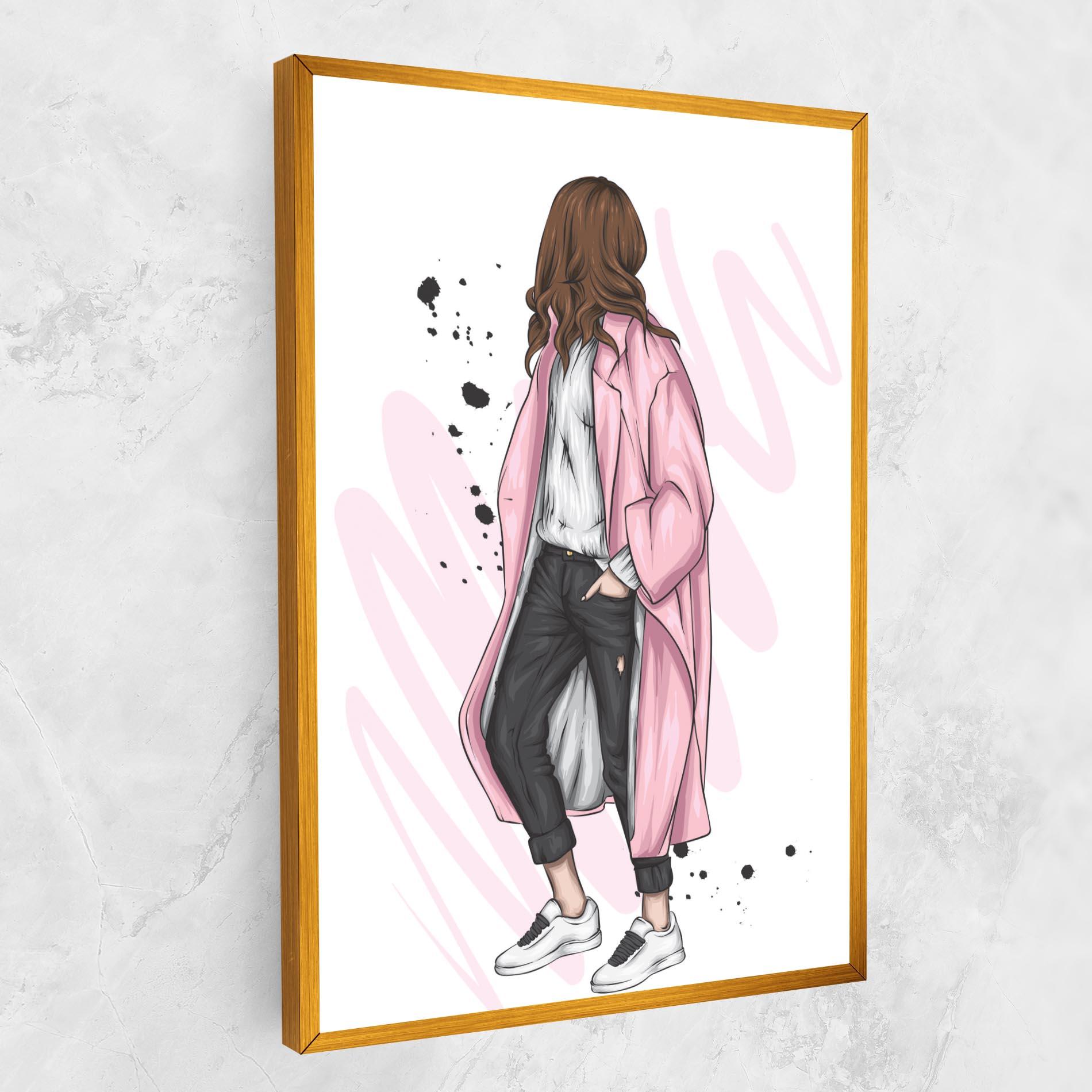 Tablou Canvas Pink Coat Woman mockup 1