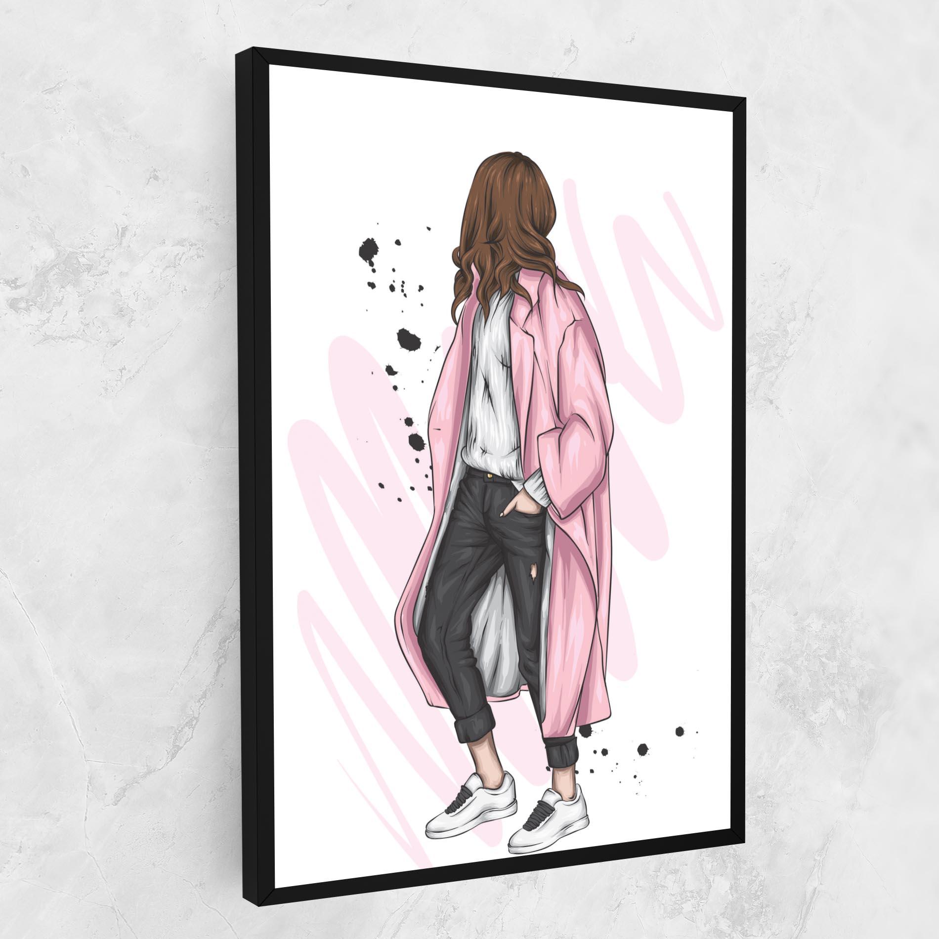 Tablou Canvas Pink Coat Woman mockup 1
