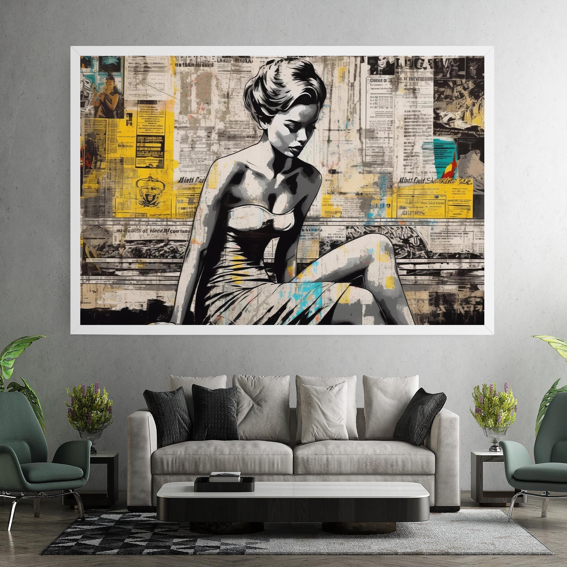 Tablou Canvas Newspaper Painting Girl mockup 7