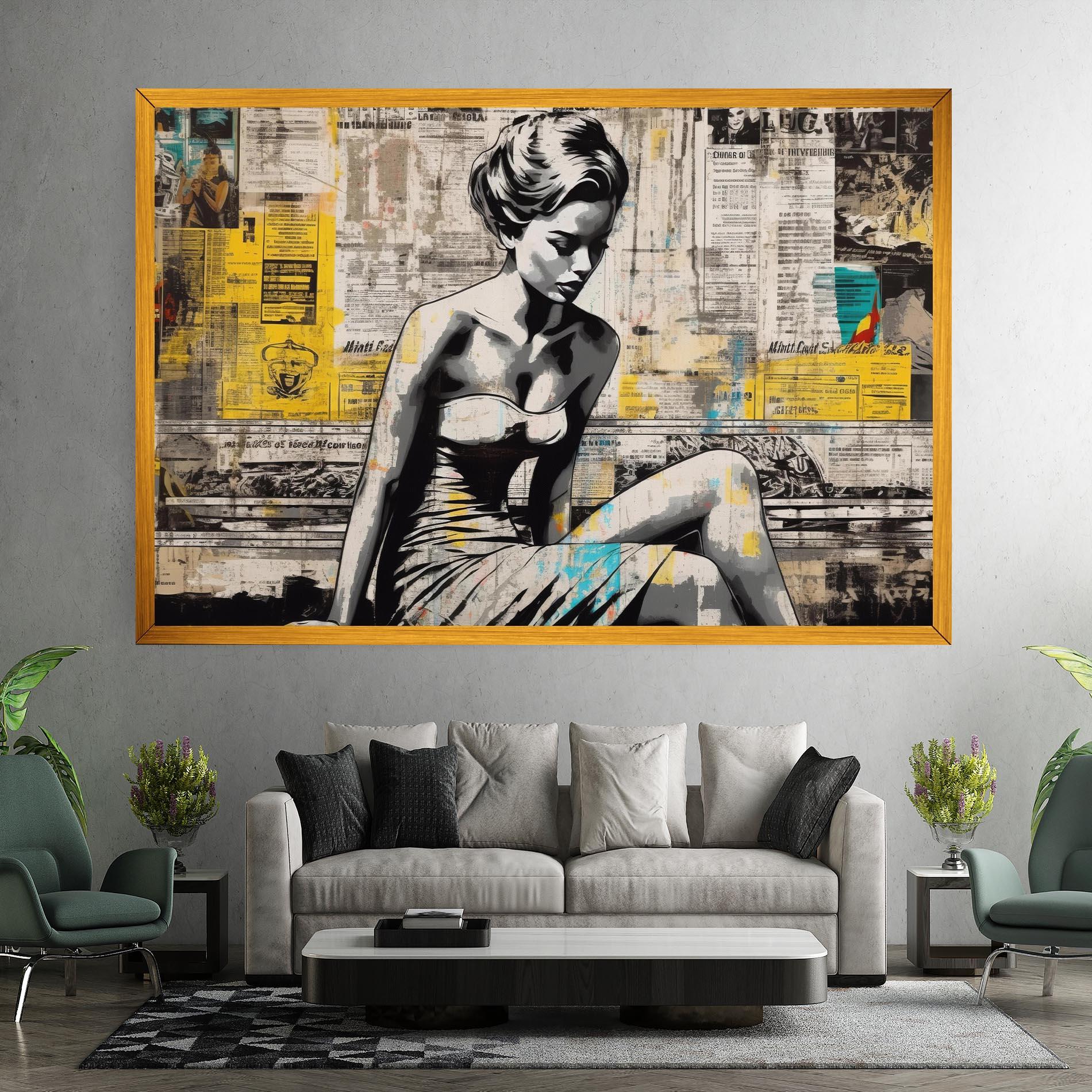 Tablou Canvas Newspaper Painting Girl mockup 7