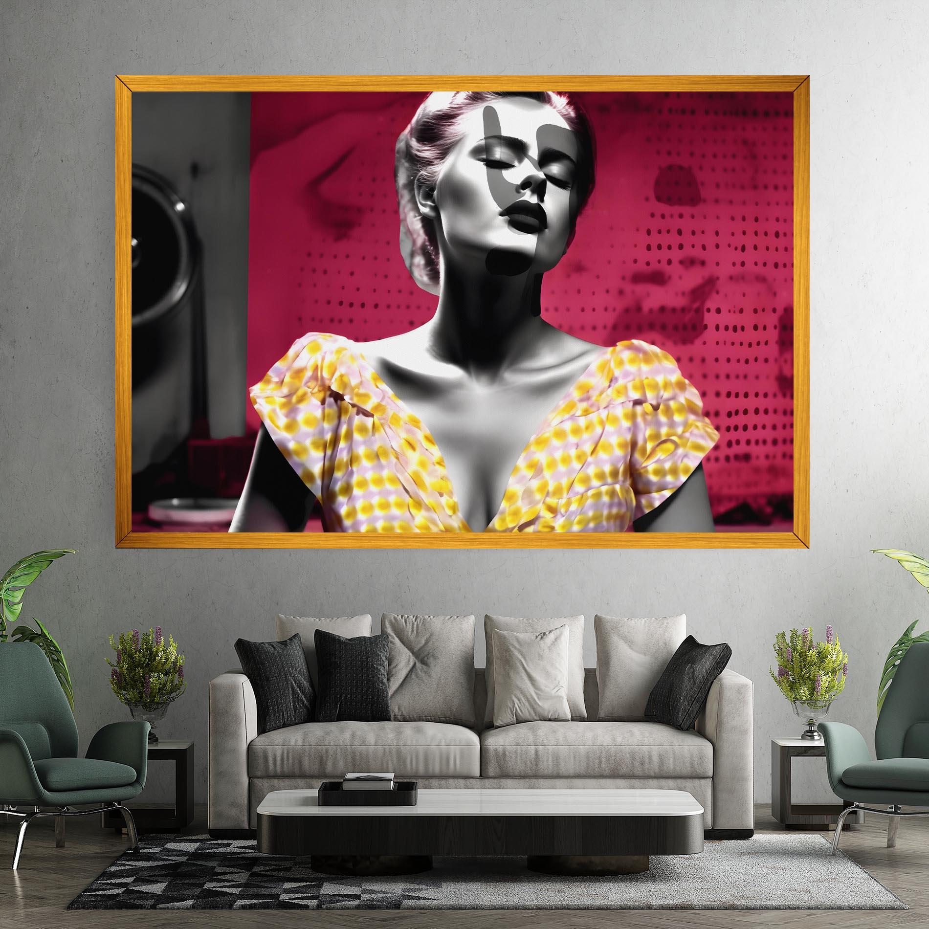 Tablou Canvas Yellow Dress On Pink mockup 7