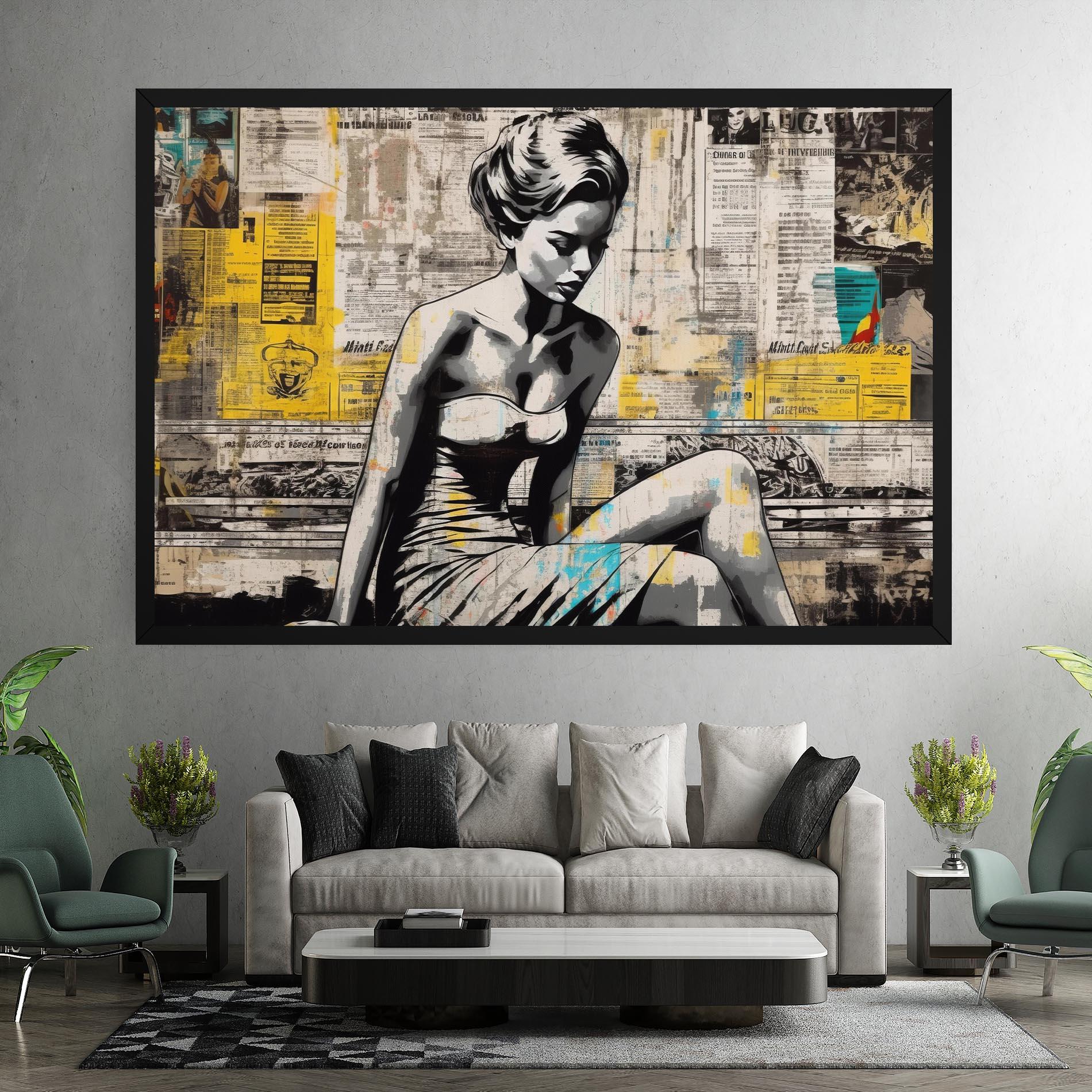 Tablou Canvas Newspaper Painting Girl mockup 7
