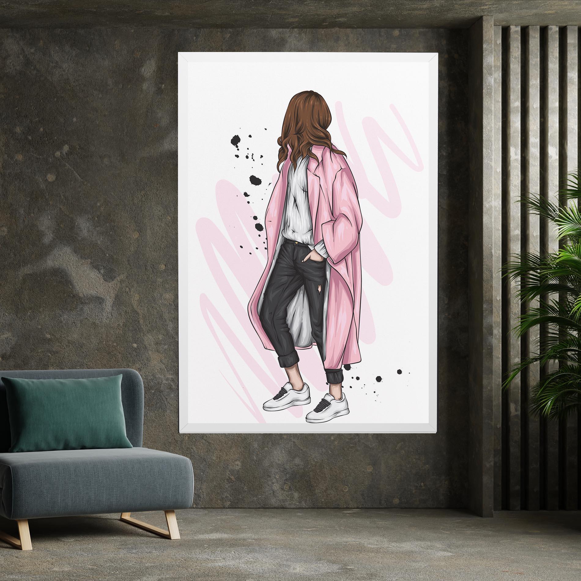 Tablou Canvas Pink Coat Woman mockup 7