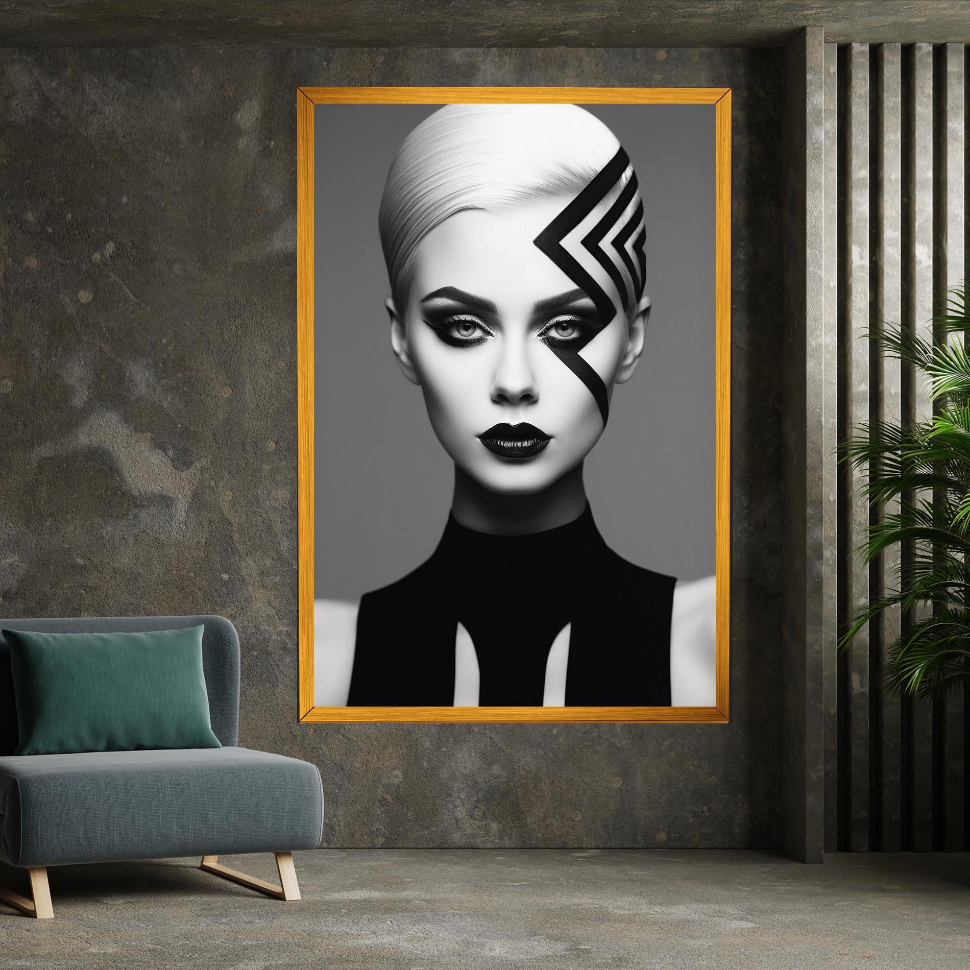 Tablou Canvas Black Lines On Face mockup 7