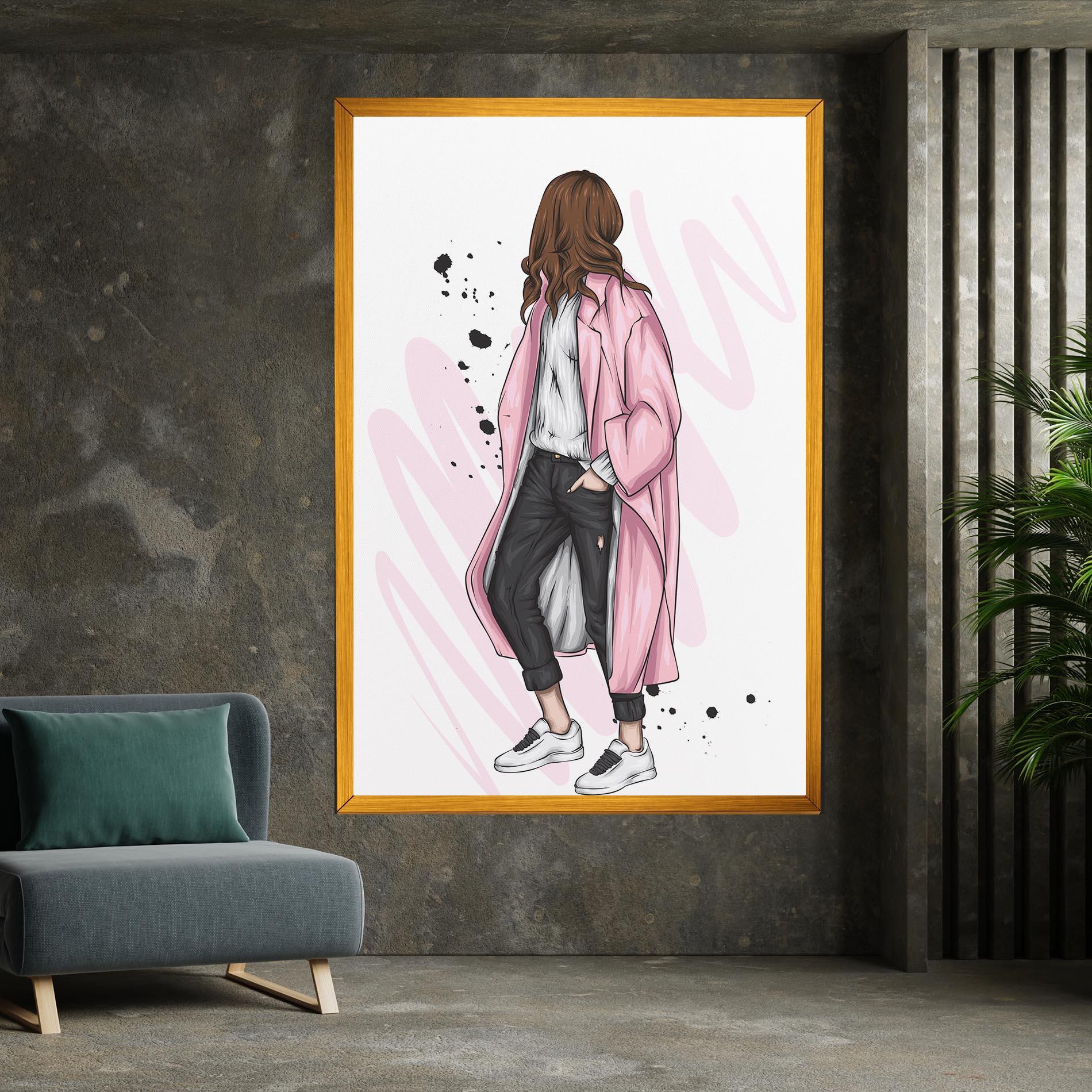 Tablou Canvas Pink Coat Woman mockup 7