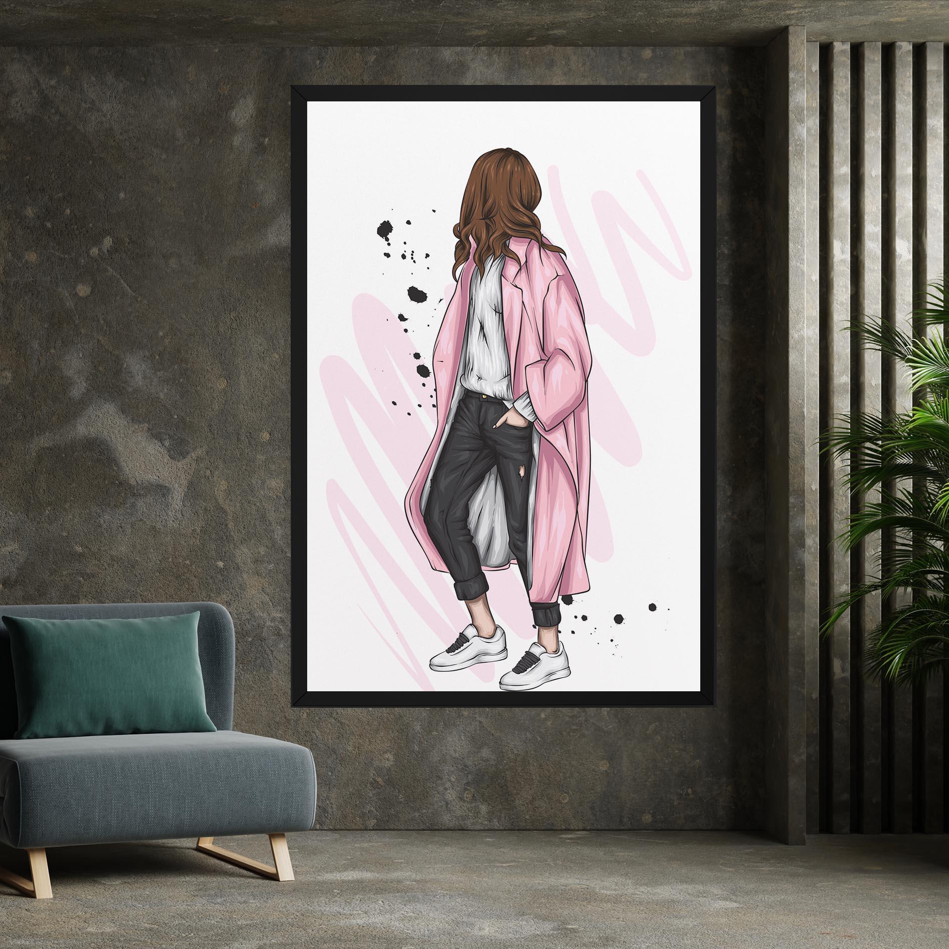 Tablou Canvas Pink Coat Woman mockup 7