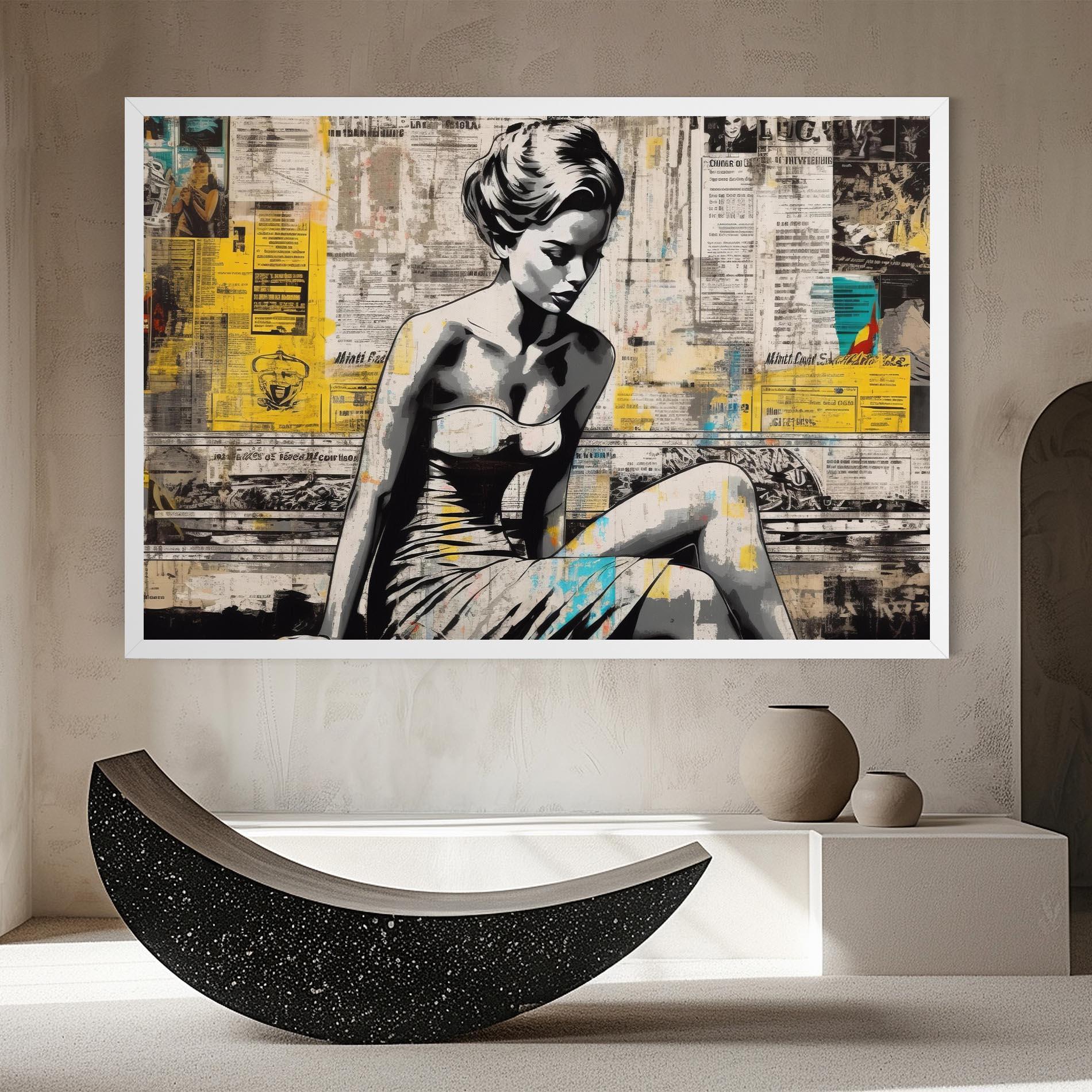 Tablou Canvas Newspaper Painting Girl mockup 8