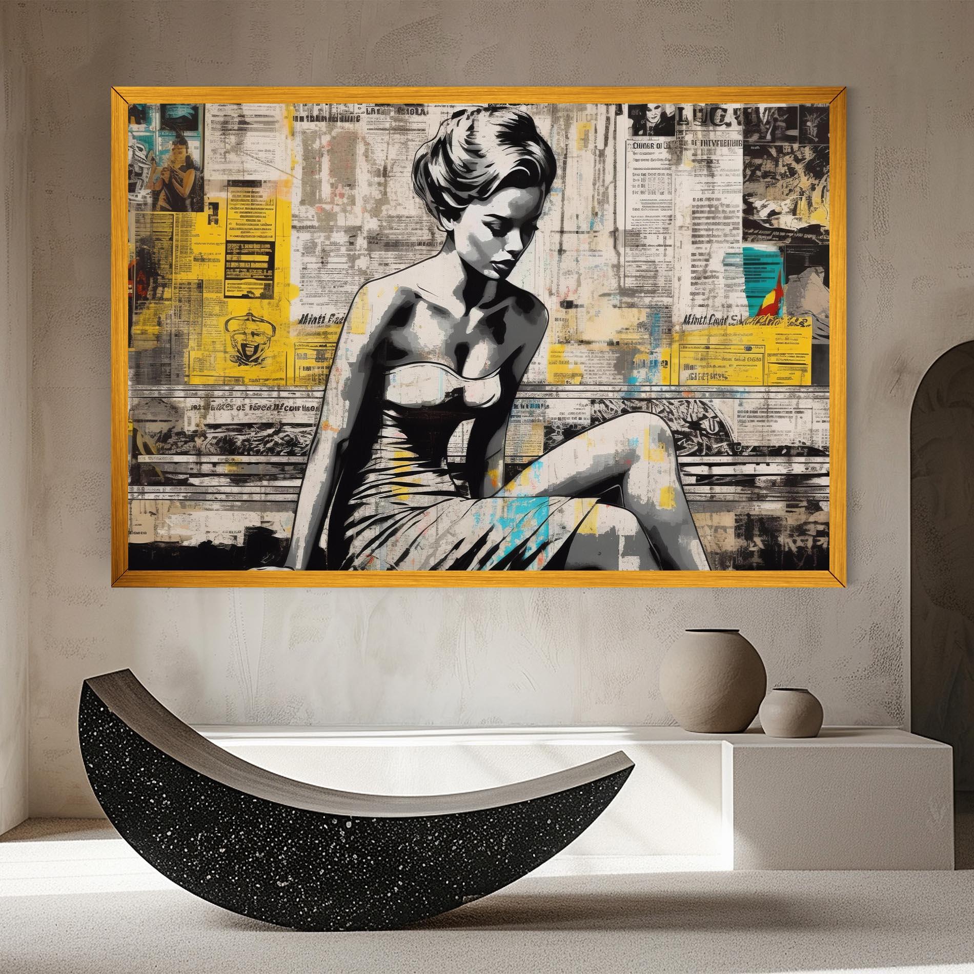 Tablou Canvas Newspaper Painting Girl mockup 8