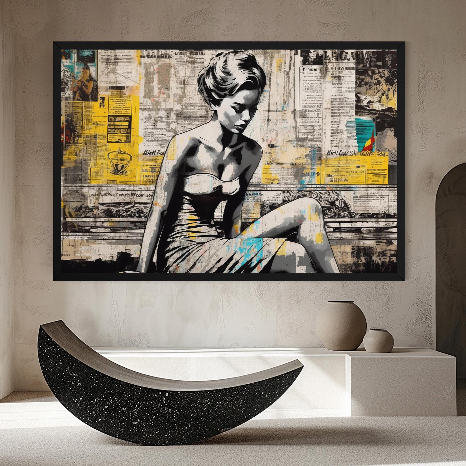 Tablou Canvas Newspaper Painting Girl mockup 8