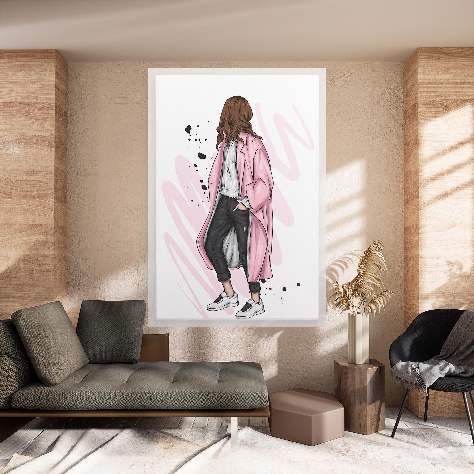Tablou Canvas Pink Coat Woman mockup 8