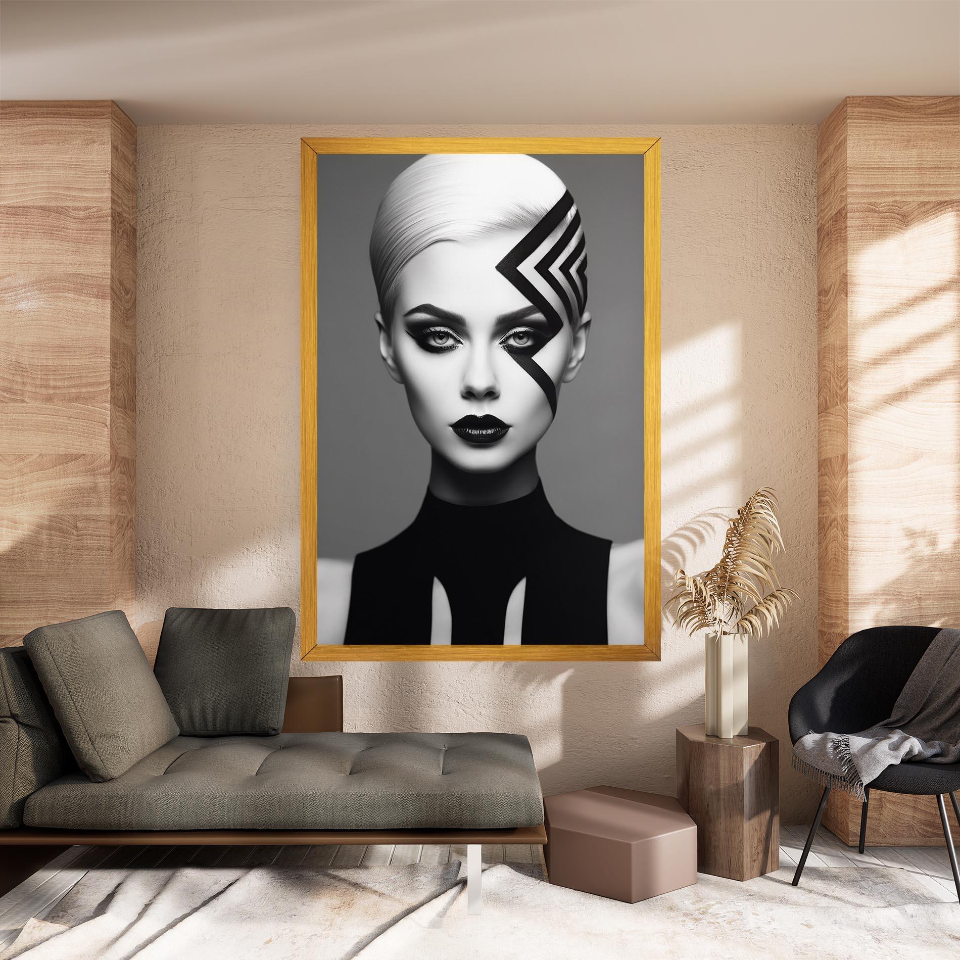 Tablou Canvas Black Lines On Face mockup 8