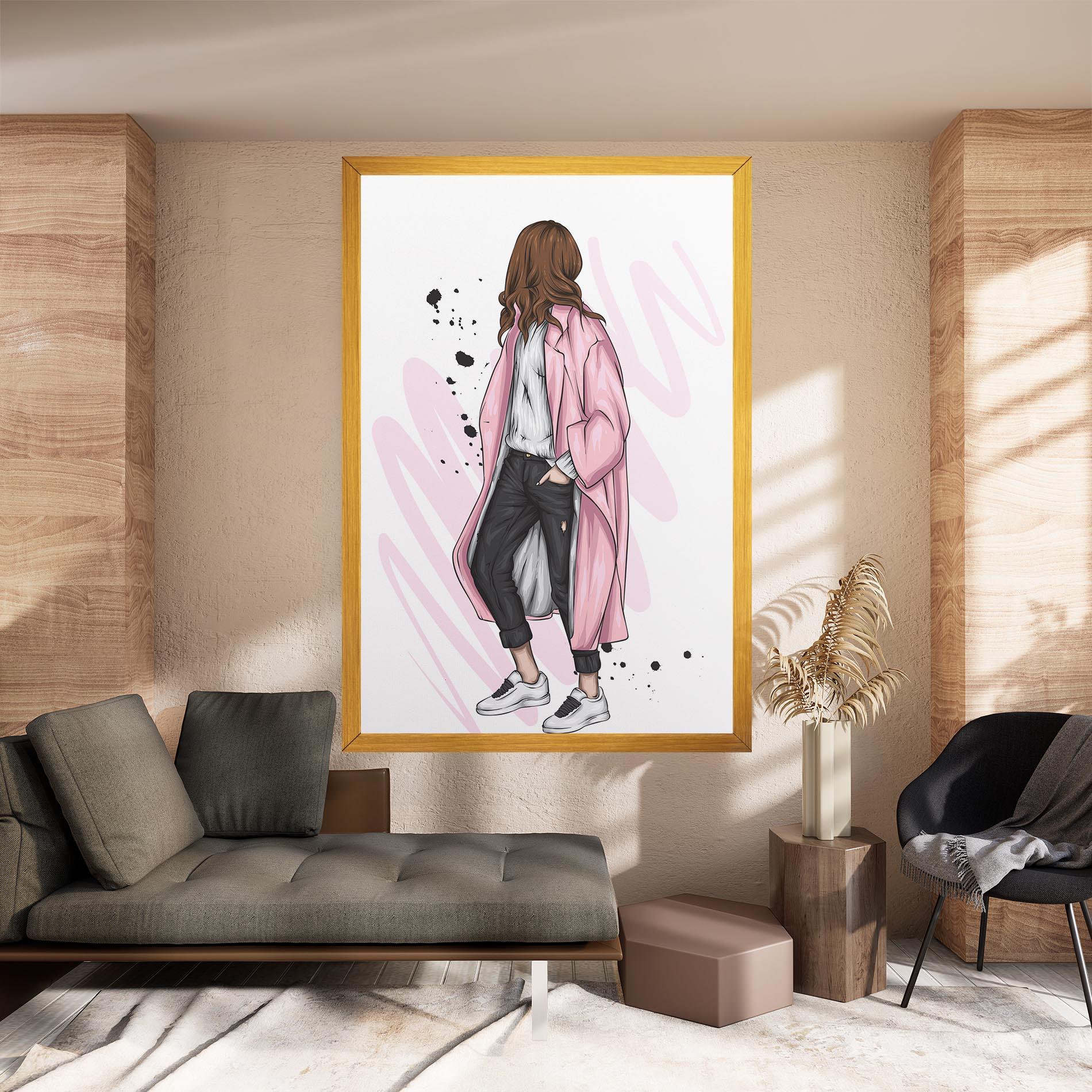 Tablou Canvas Pink Coat Woman mockup 8