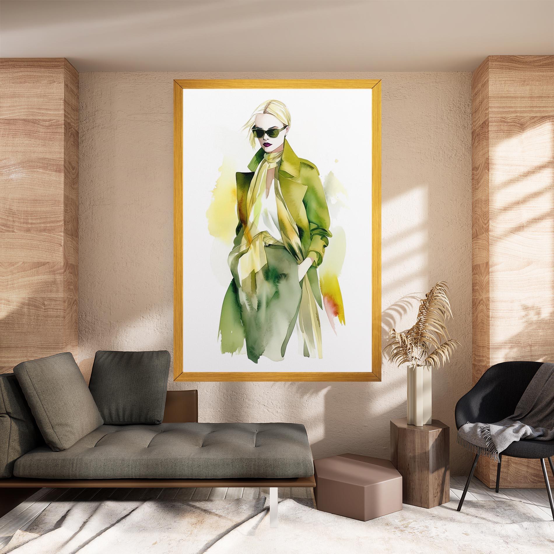 Tablou Canvas Woman Green Fashion mockup 8