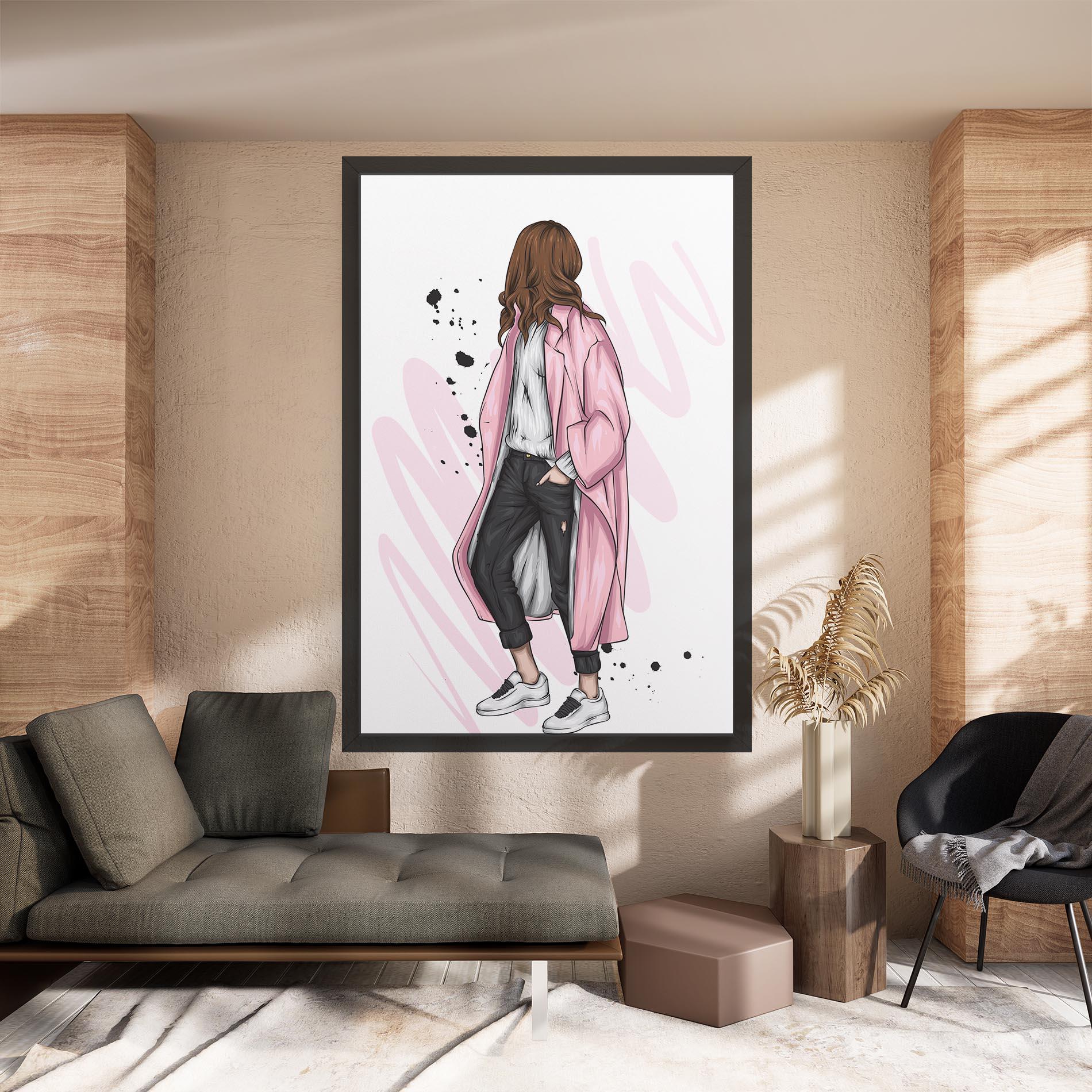 Tablou Canvas Pink Coat Woman mockup 8