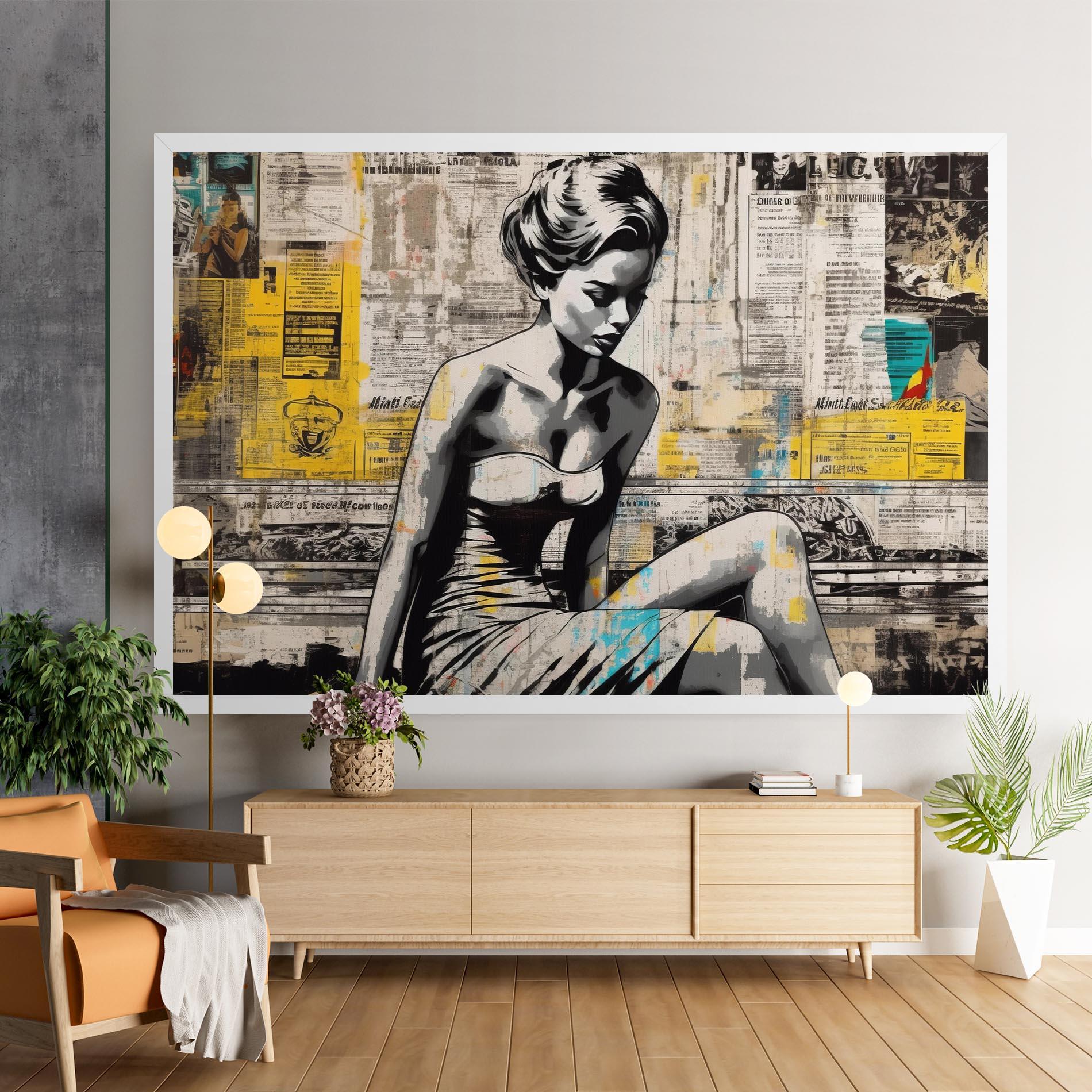 Tablou Canvas Newspaper Painting Girl mockup 9