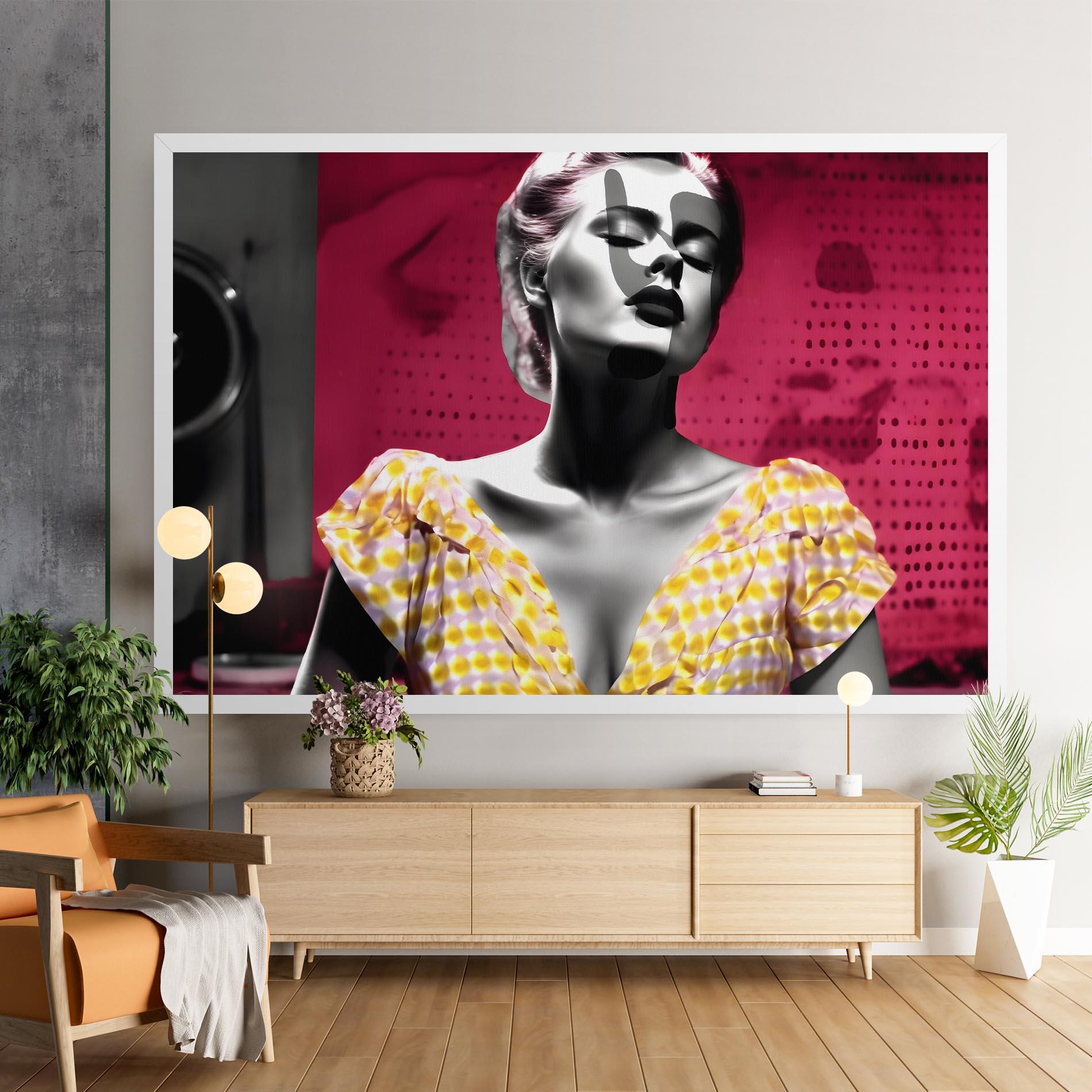 Tablou Canvas Yellow Dress On Pink mockup 9