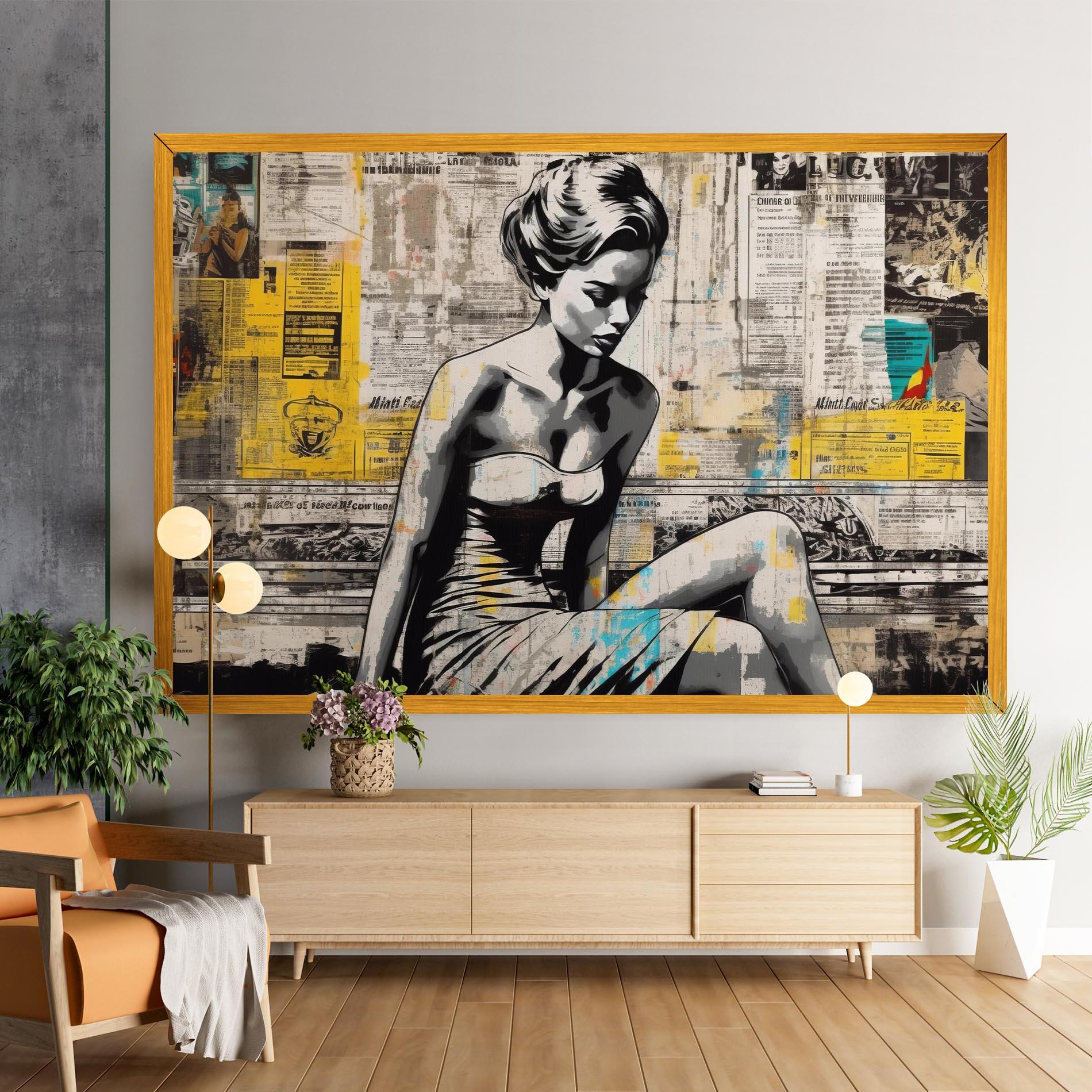 Tablou Canvas Newspaper Painting Girl mockup 9