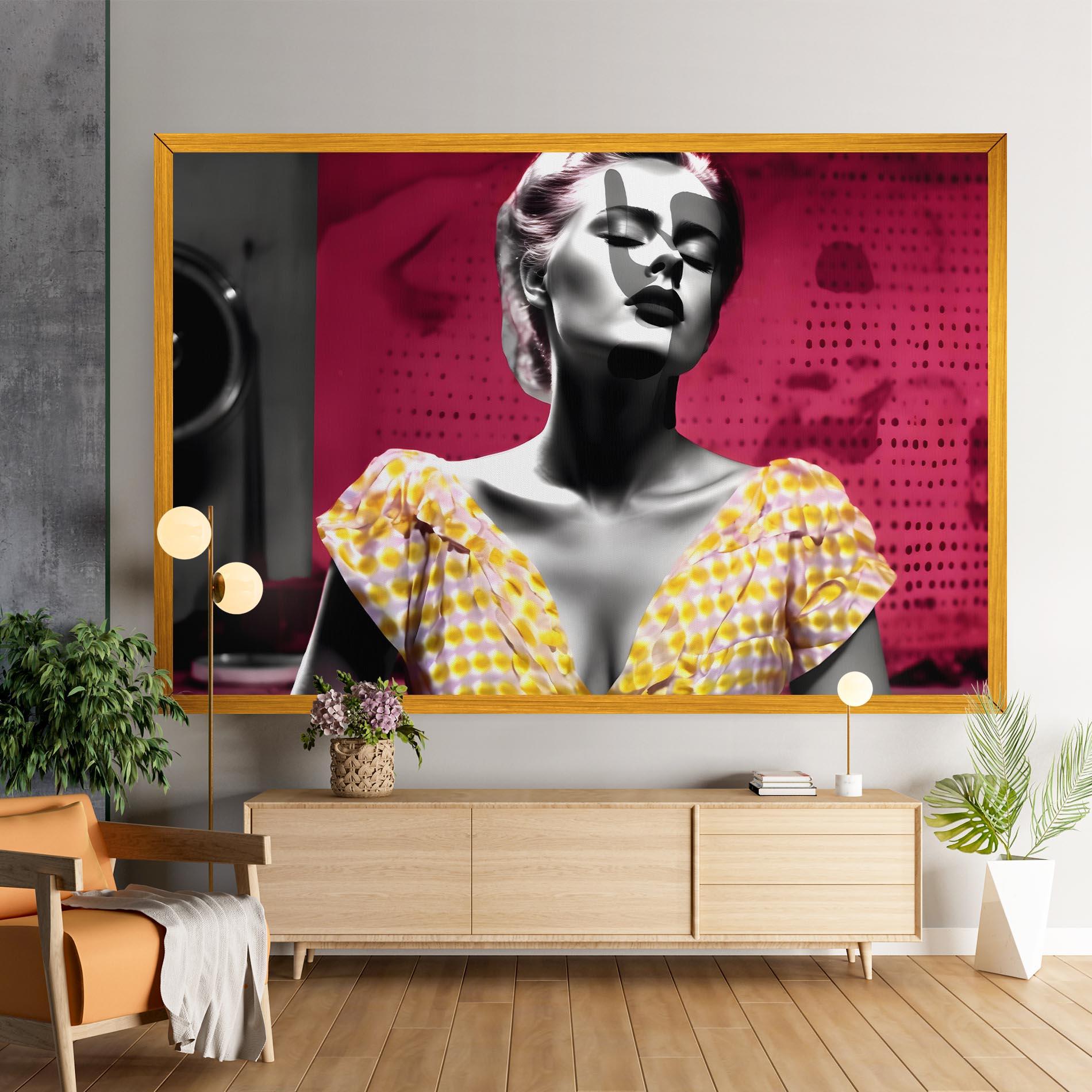 Tablou Canvas Yellow Dress On Pink mockup 9