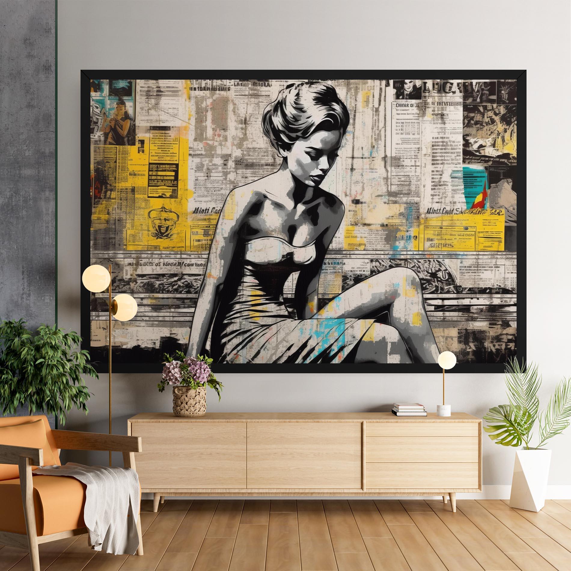 Tablou Canvas Newspaper Painting Girl mockup 9