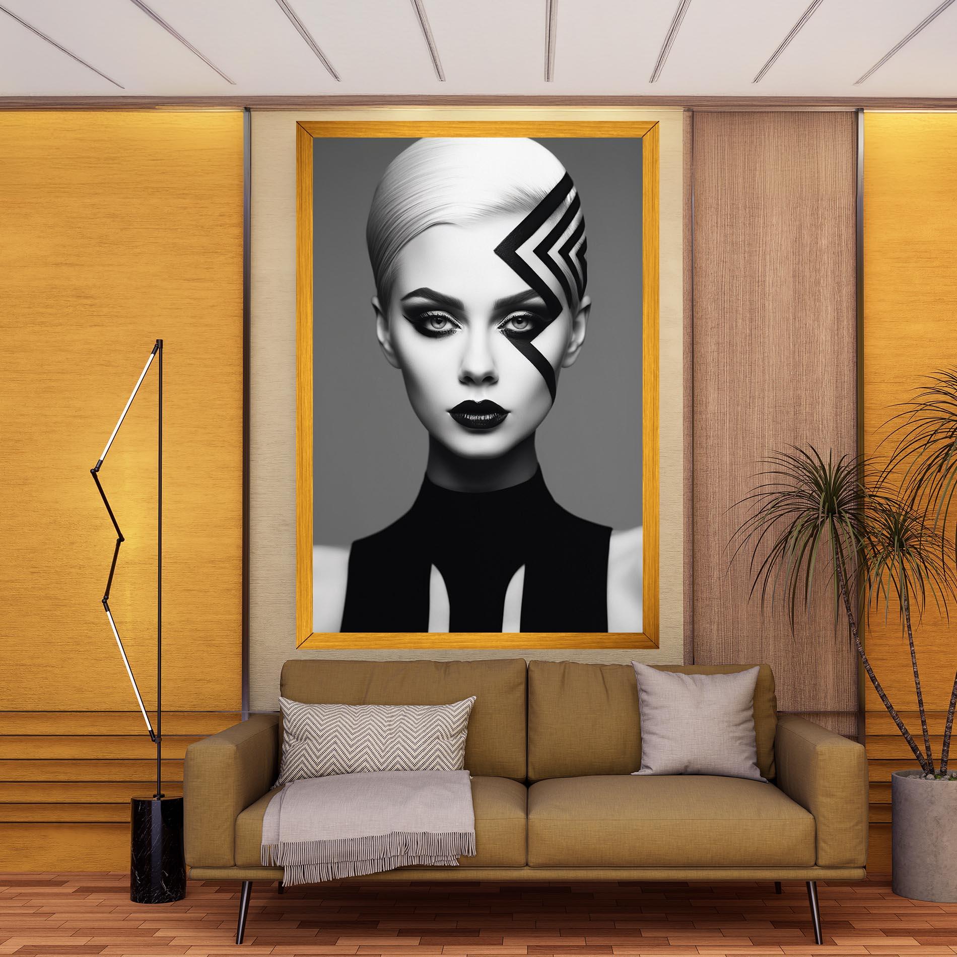 Tablou Canvas Black Lines On Face mockup 9