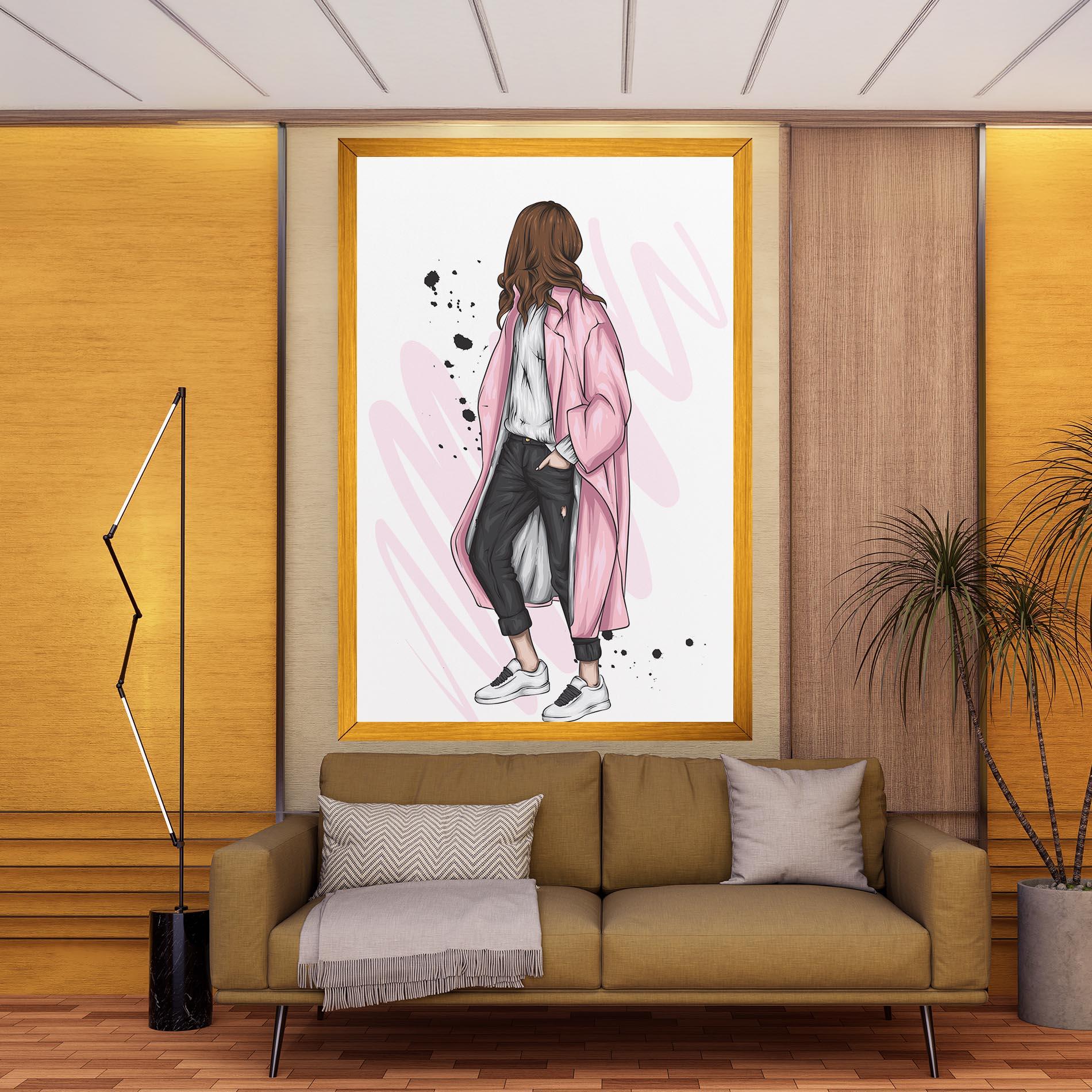 Tablou Canvas Pink Coat Woman mockup 9