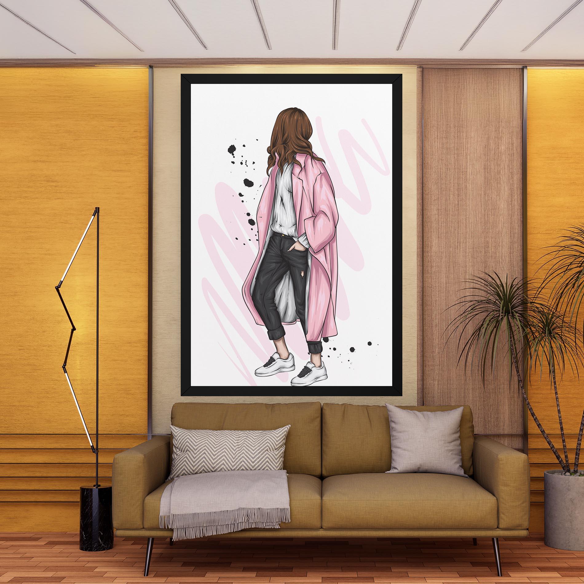 Tablou Canvas Pink Coat Woman mockup 9