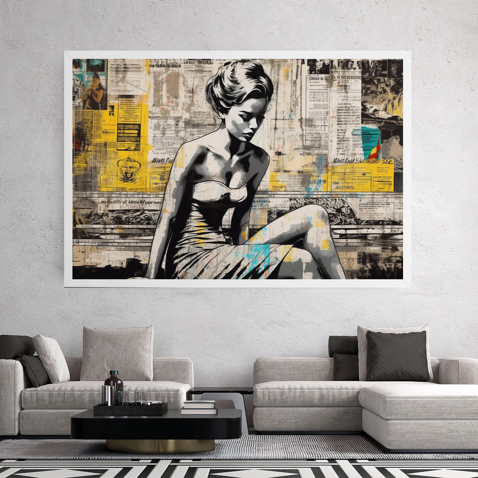Tablou Canvas Newspaper Painting Girl mockup 2