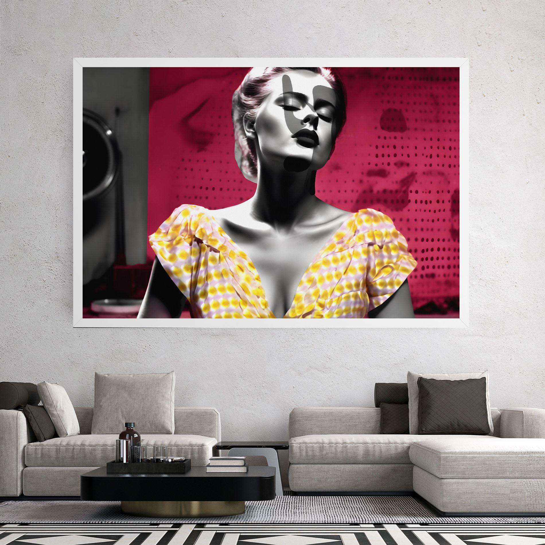 Tablou Canvas Yellow Dress On Pink mockup 2