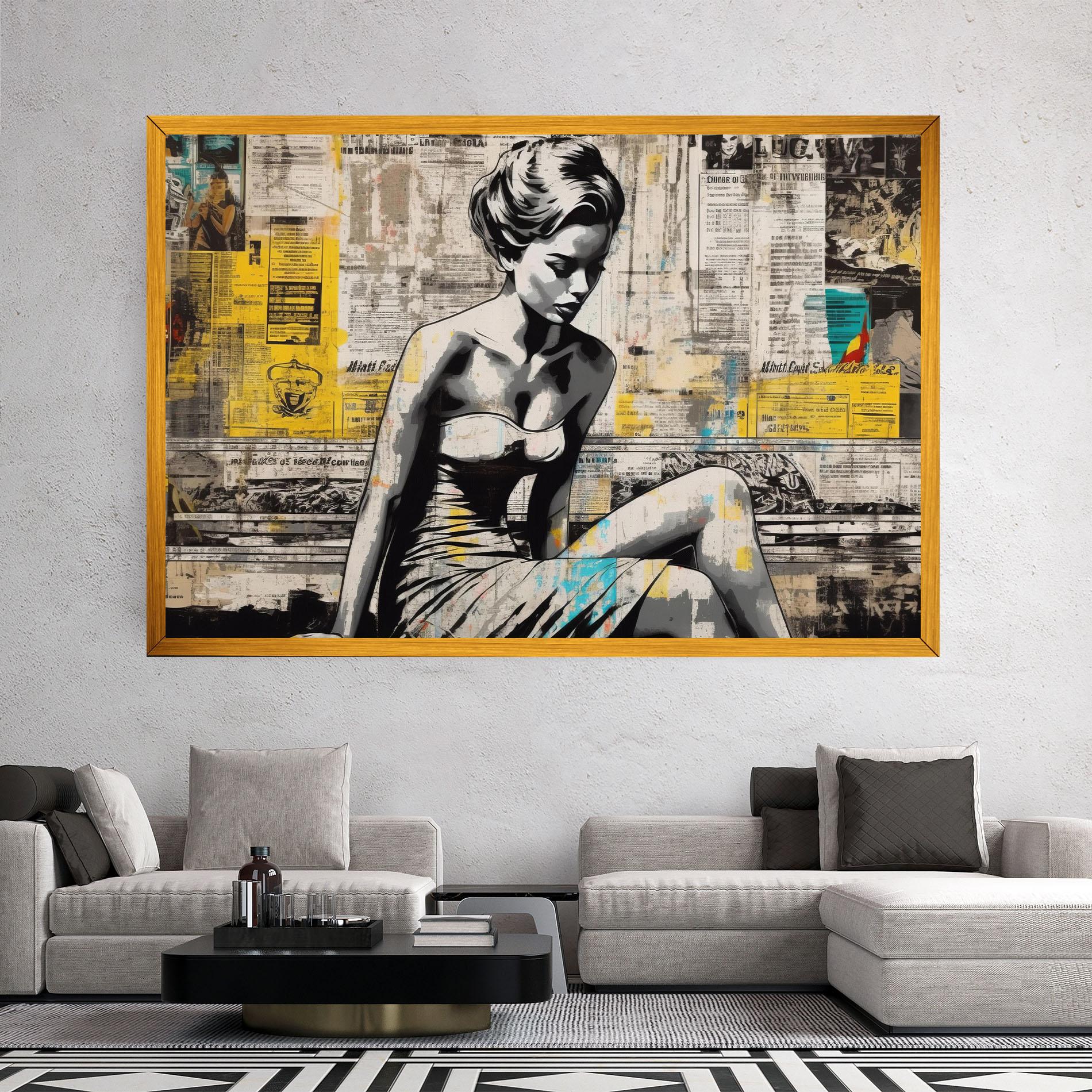 Tablou Canvas Newspaper Painting Girl mockup 2